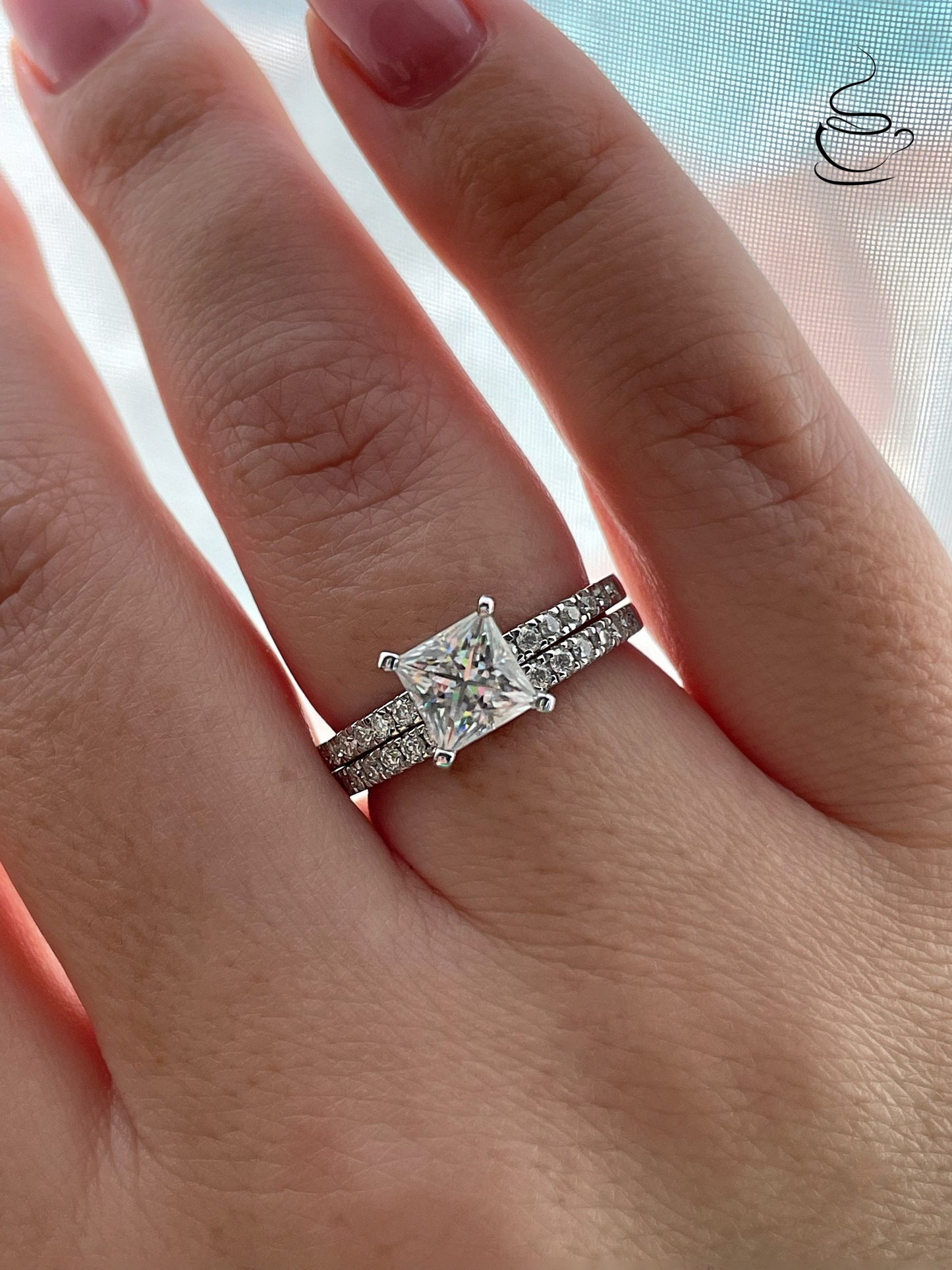 Sterling Silver 925 1.2 CT Princess Cut moissanite Engagement Ring with the D VVS Moissanite or CZ Diamonds, Promise Ring