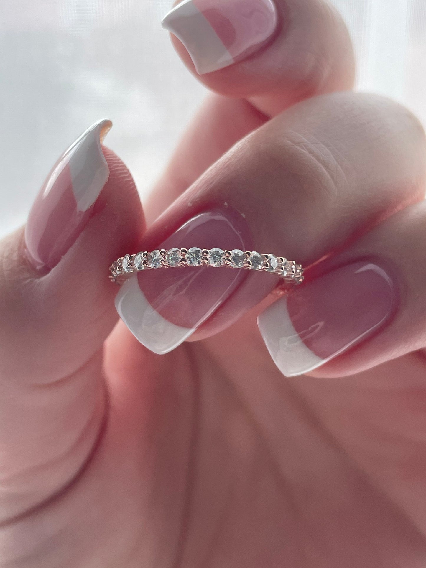 Rose Gold, yellow gold, white gold over Sterling Silver 925 Bridal Set with 3CT Cushion Cut Solitare engagement ring and half eternity band.