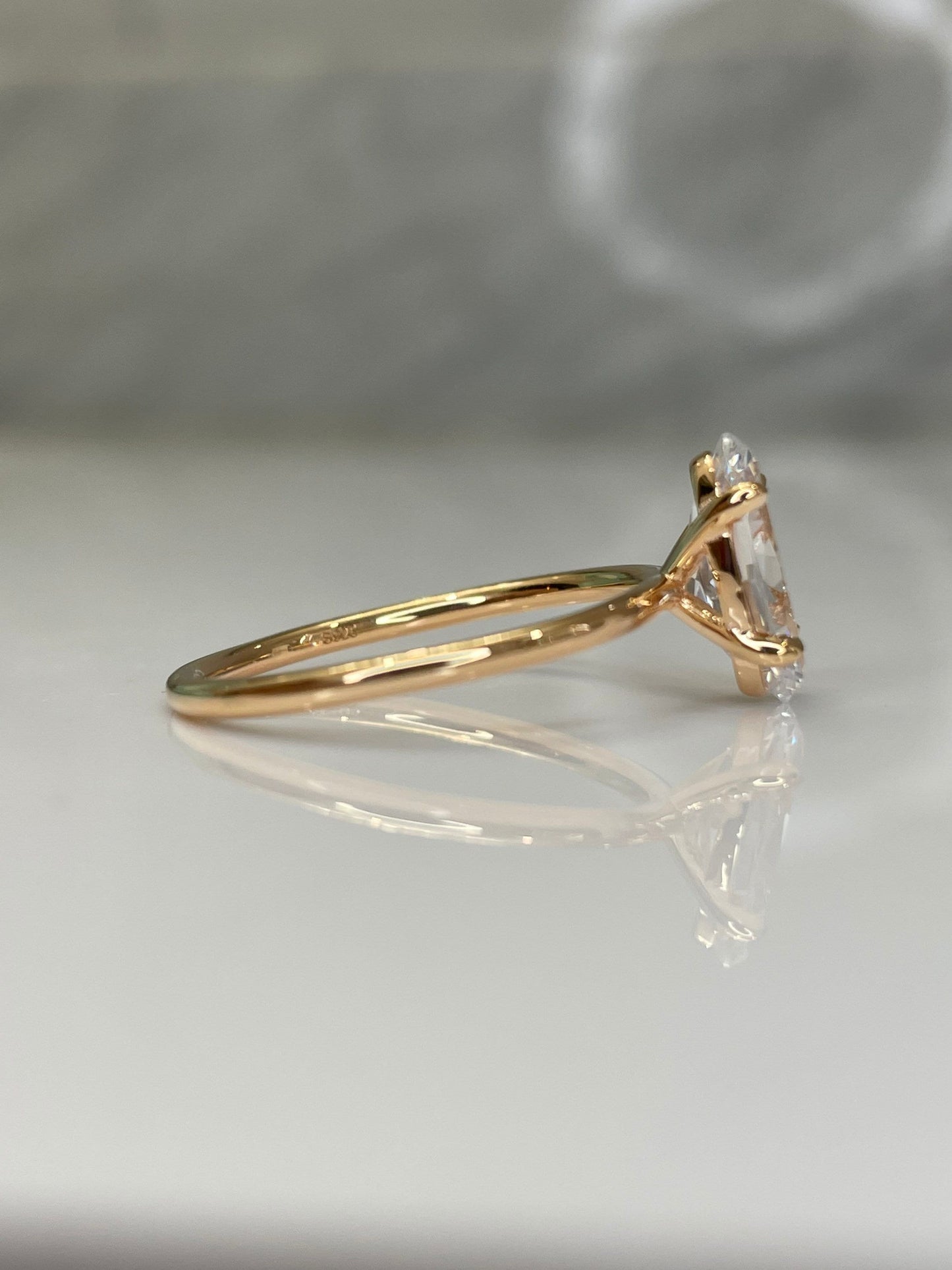 Yellow gold vermeil engagement ring with 2.2CT elongated oval cut, silver 925 ring, rose gold oval engagement ring promise ring gift for her