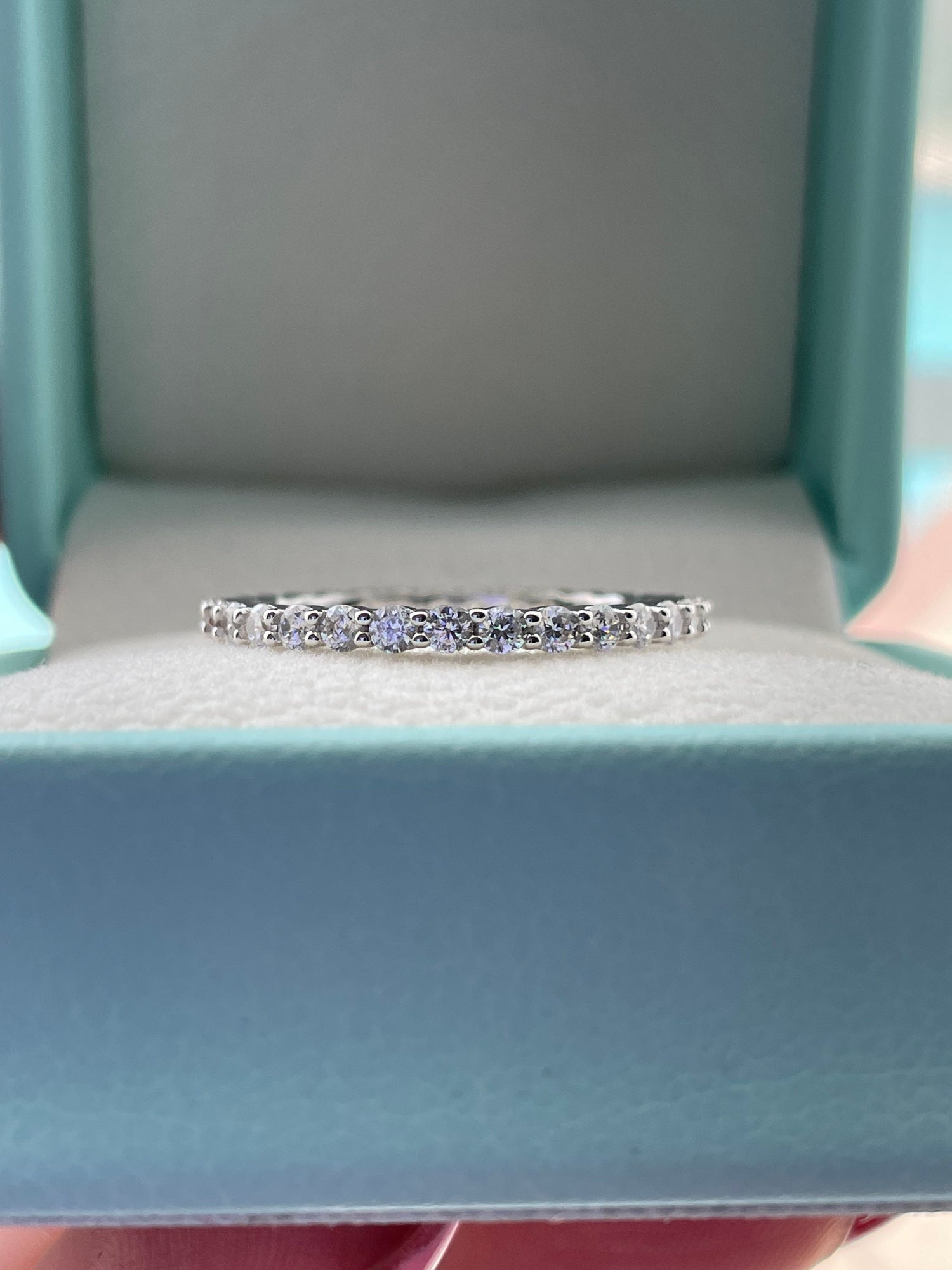 The Scarlett. Sterling Silver 925 2mm Eternity Band with the Finest Simulated Diamonds