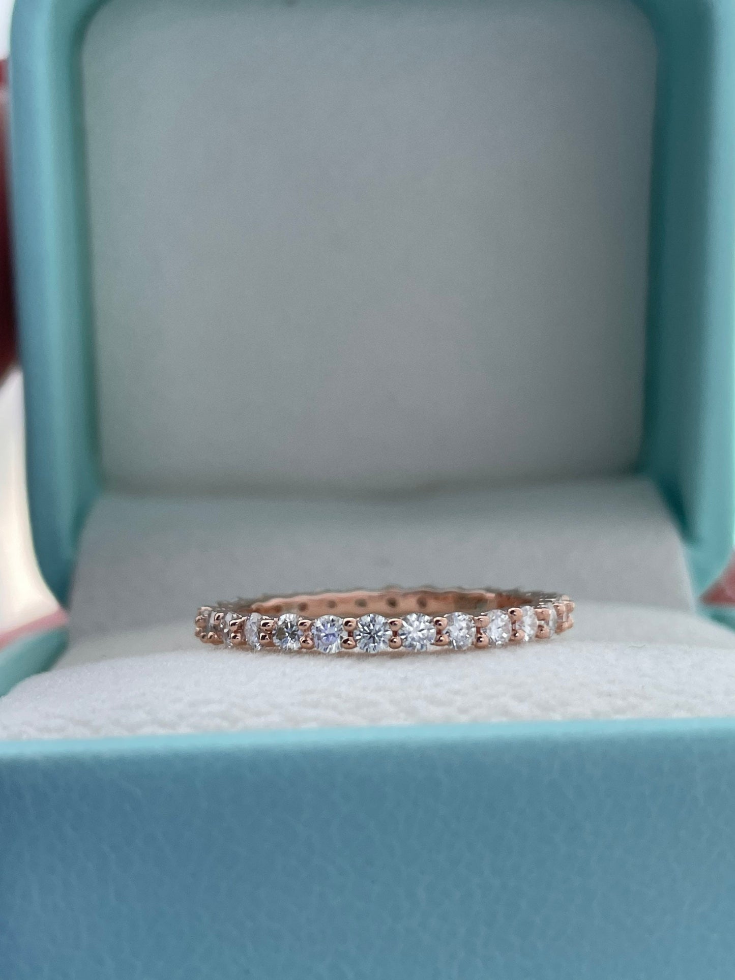 The Scarlett. Rose gold over Sterling Silver 925 2mm full eternity band with Finest Simulated Diamonds