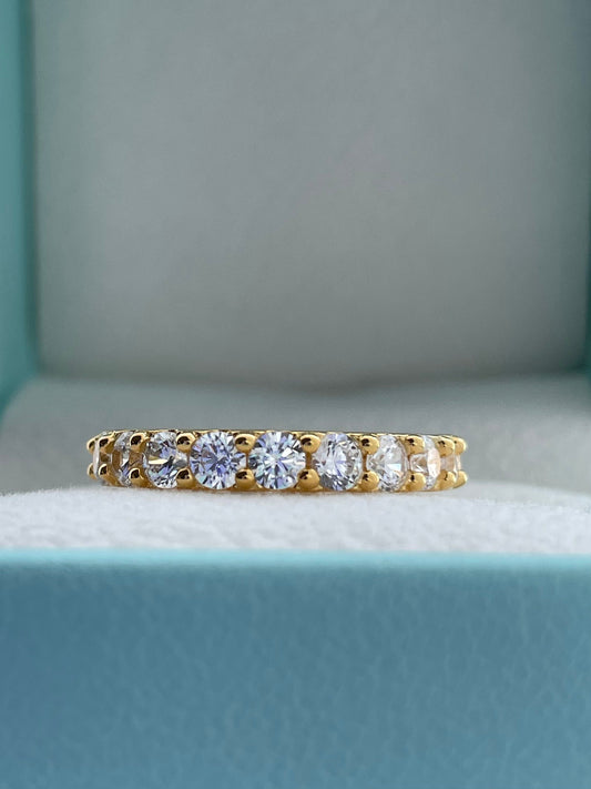 The Scarlett. Yellow Gold Vermeil Full Eternity Band with the finest 3mm simulated diamonds