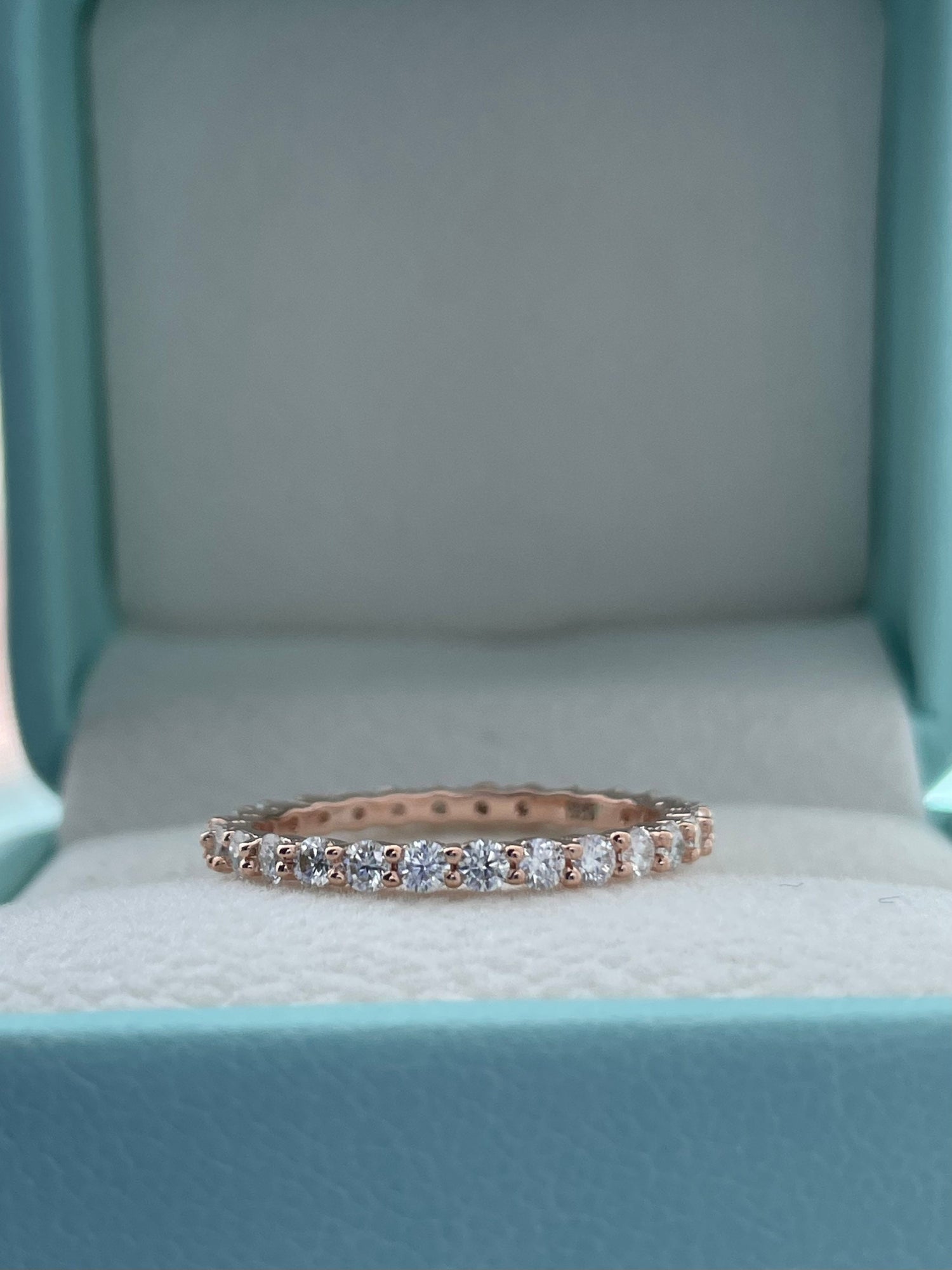 The Scarlett. Rose gold over Sterling Silver 925 2mm full eternity band with Finest Simulated Diamonds