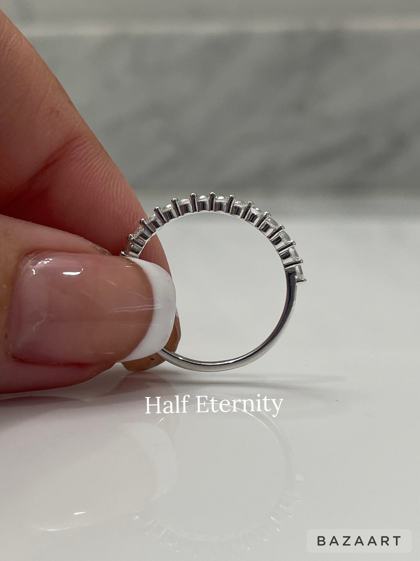 The Scarlett. Sterling Silver 925 2mm Eternity Band with the Finest Simulated Diamonds