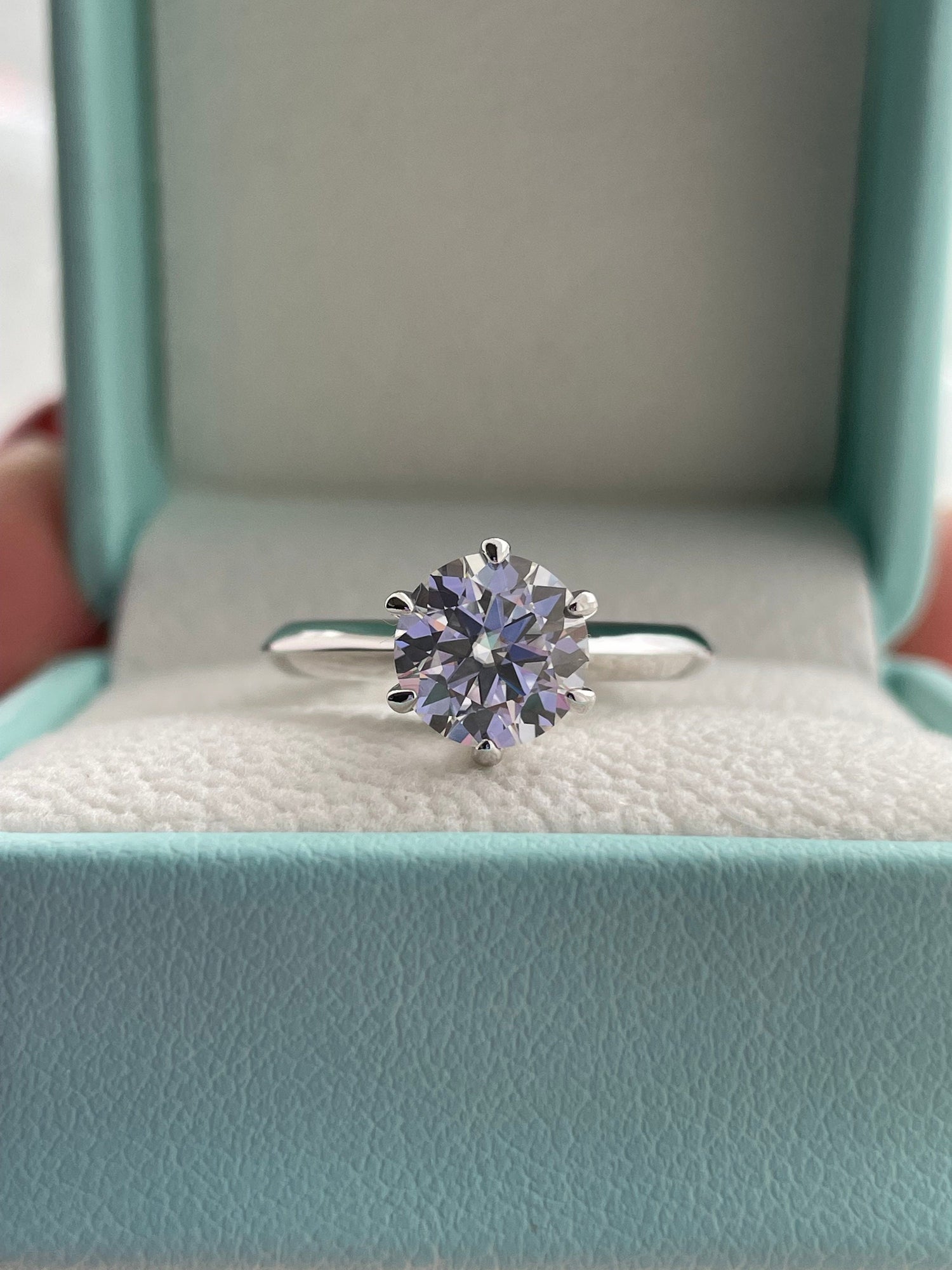 Moissanite engagement ring set. Sterling Silver 925 bridal set with 2CT round cut D VVS moissanite and half eternity Moissanite band