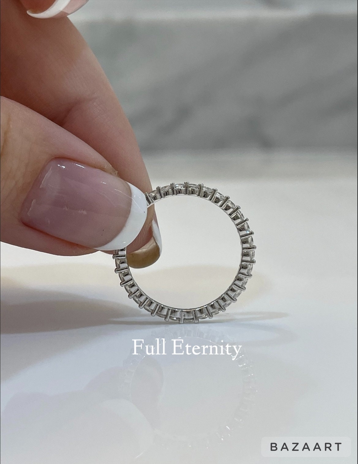The Scarlett. Sterling Silver 925 2mm Eternity Band with the Finest Simulated Diamonds