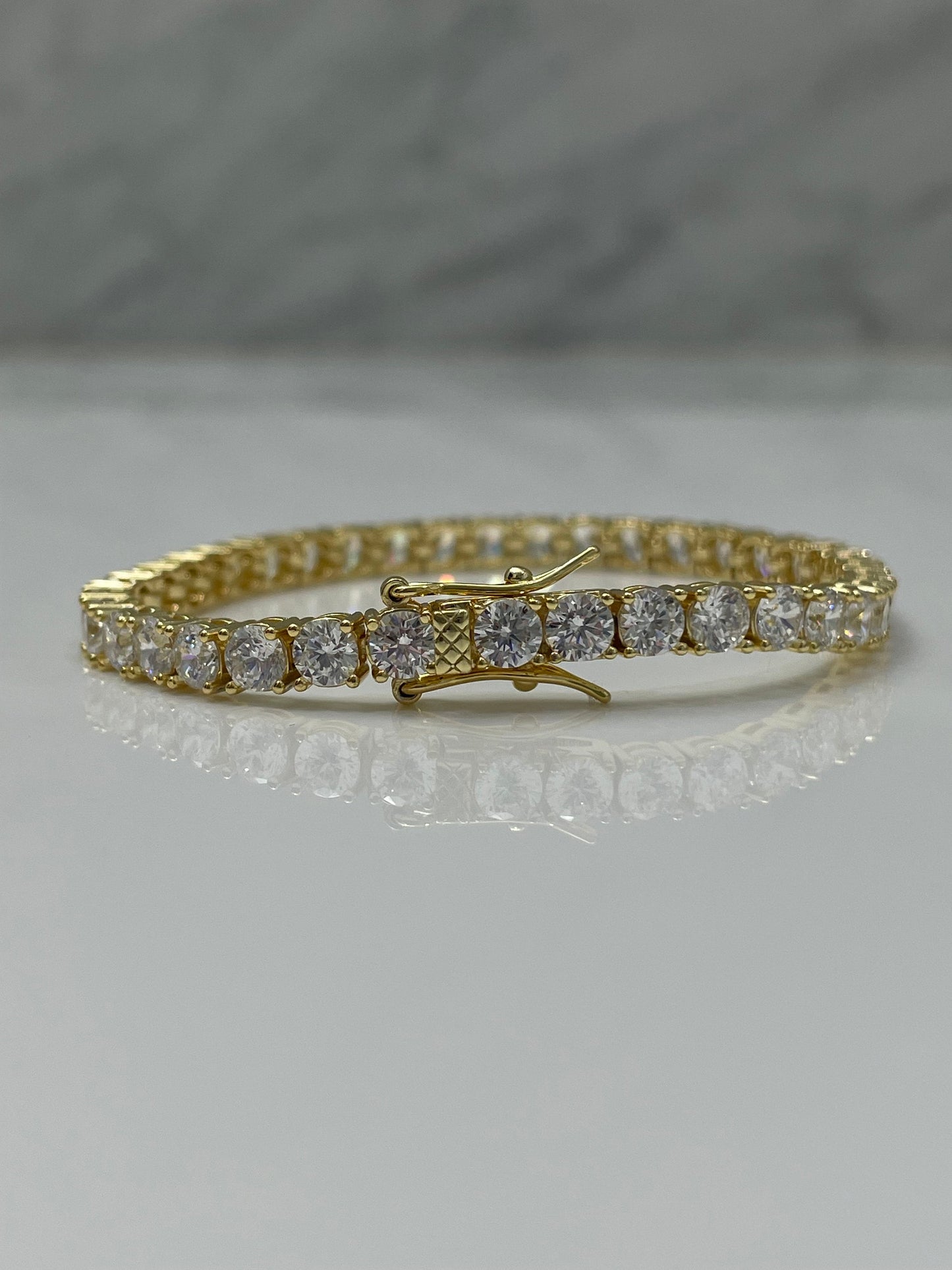 18K Yellow Gold Vermeil Tennis Bracelet With the Finest 5A CZ Diamonds