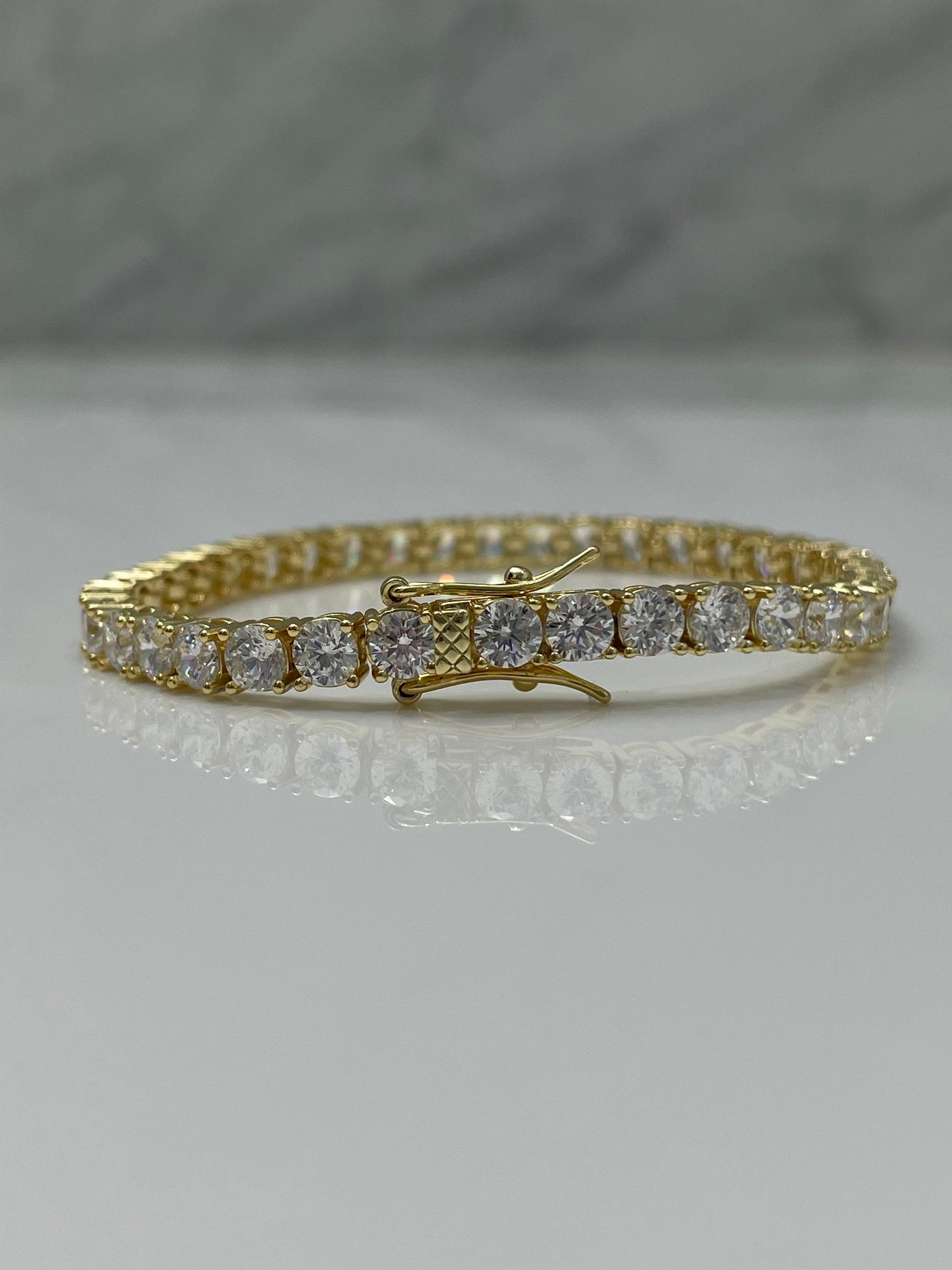18K Yellow Gold Vermeil Tennis Bracelet With the Finest 5A CZ Diamonds