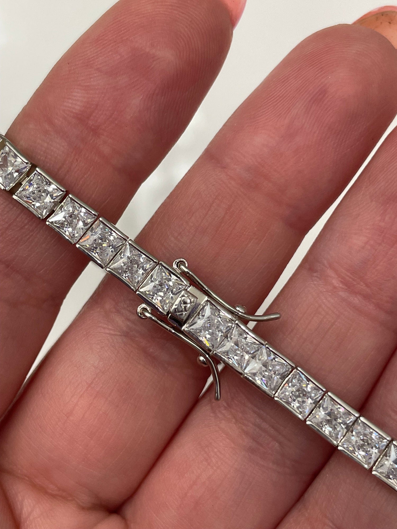 Sterling Silver 925 Tennis Bracelet with The Finest 5A princess cut CZ Diamonds