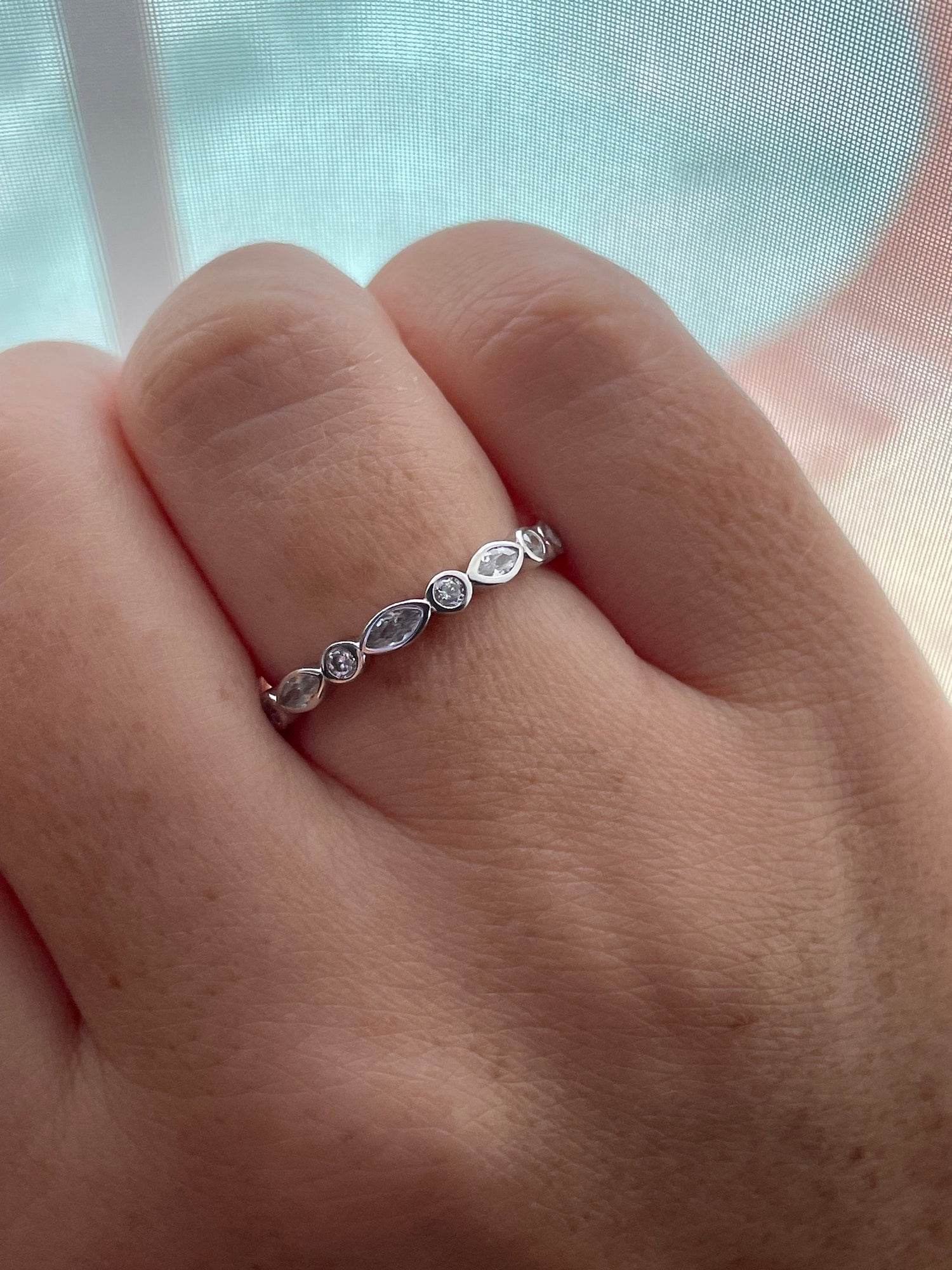 The Elena. Sterling Silver 925 2.5 mm Art Deco Eternity Band