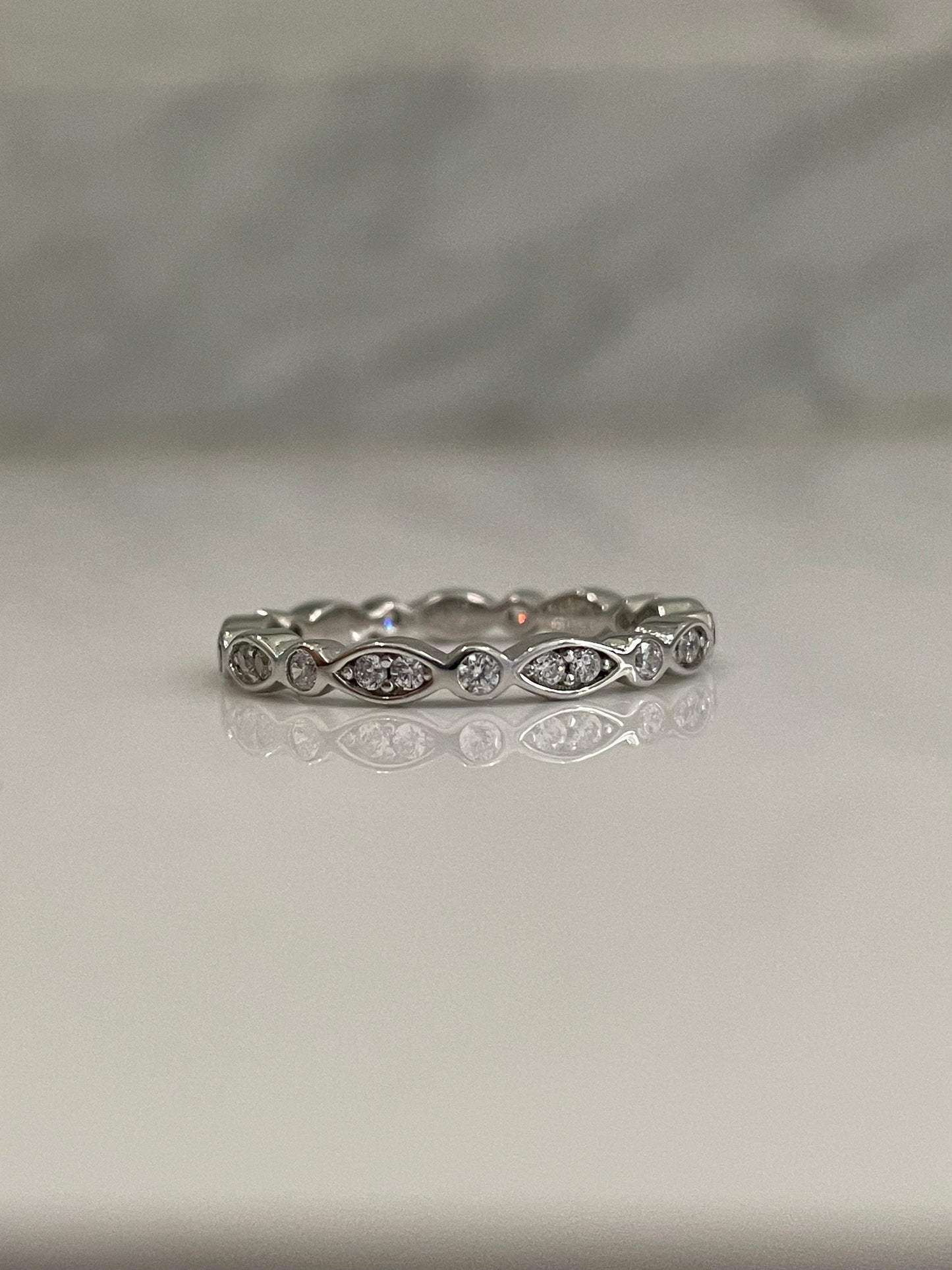 Sterling Silver 925 2mm Art Deco Full Eternity Band