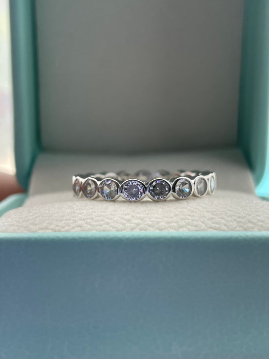 The Sloan. Sterling Silver 925 3.5mm Bezel Eternity Band With CZ Diamonds