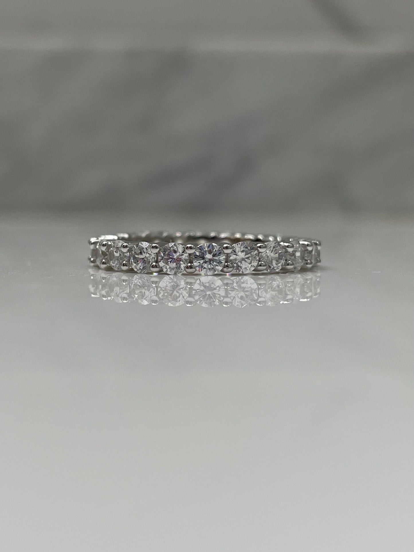Sterling Silver 925 Full Eternity Band With Simulated Diamonds