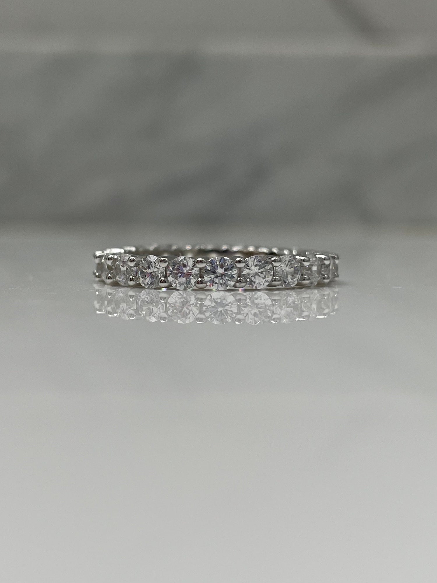 Sterling Silver 925 Full Eternity Band With Simulated Diamonds