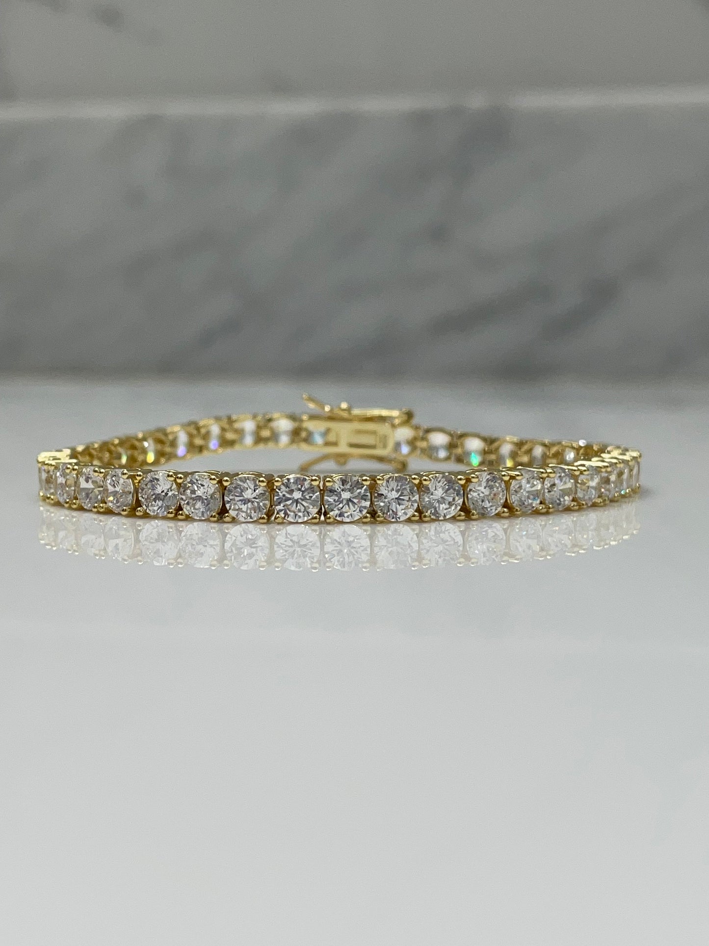 18K Yellow Gold Vermeil Tennis Bracelet With the Finest 5A CZ Diamonds