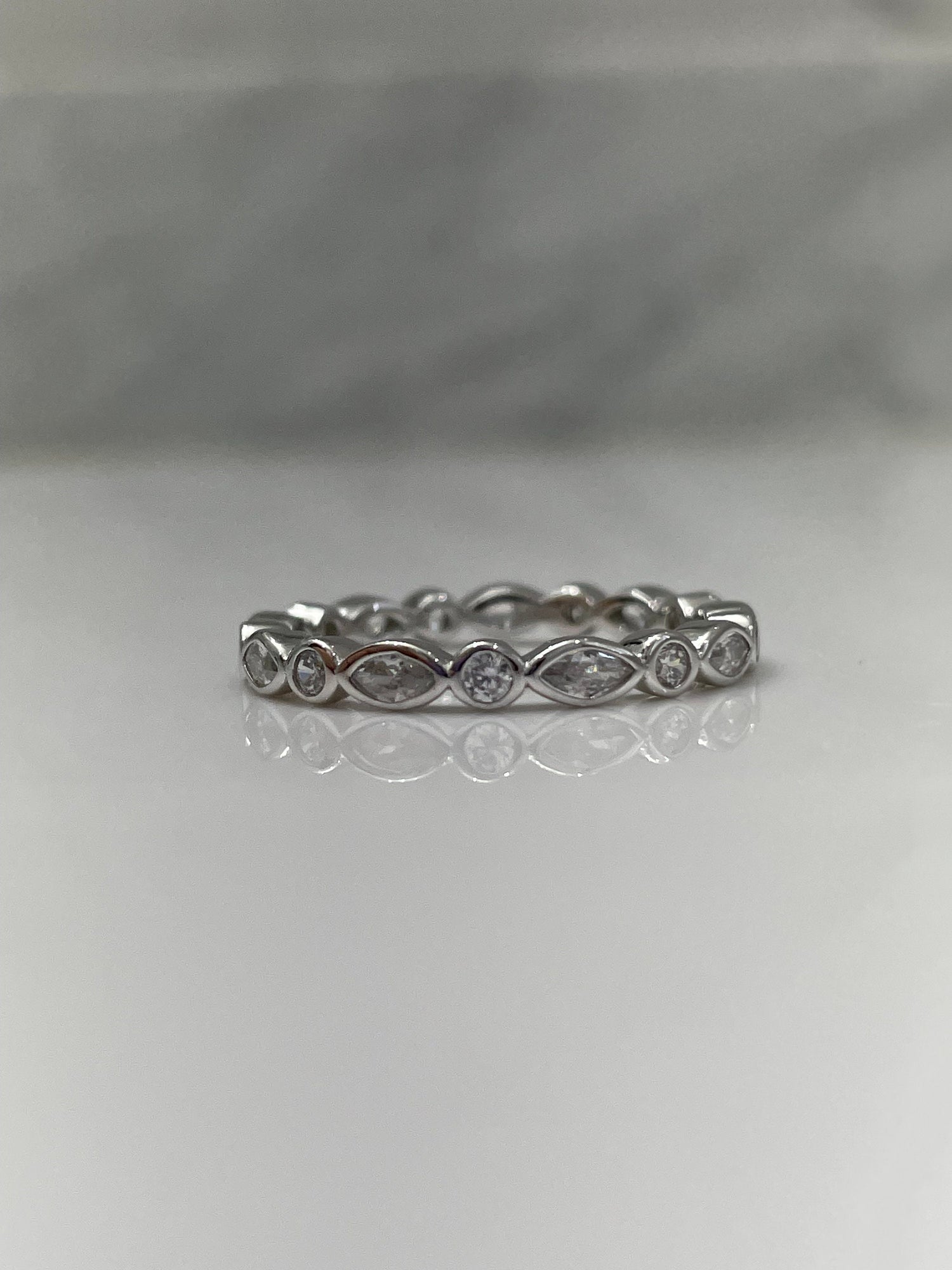 The Elena. Sterling Silver 925 2.5 mm Art Deco Eternity Band