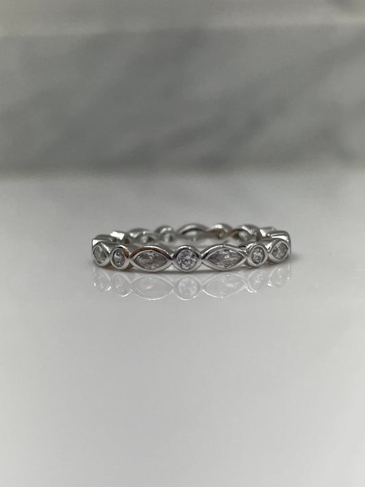 The Elena. Sterling Silver 925 2.5 mm Art Deco Eternity Band
