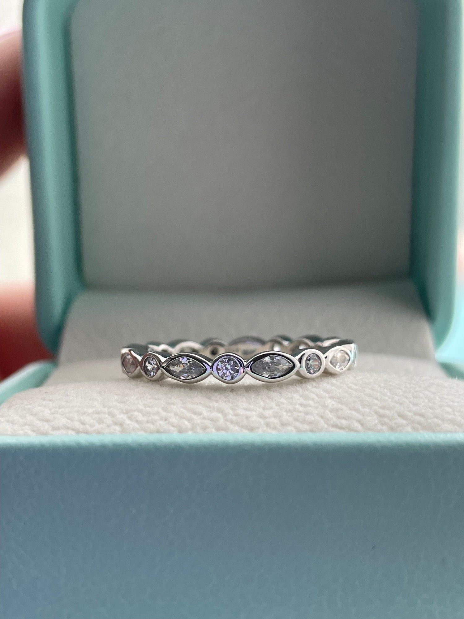 The Elena. Sterling Silver 925 2.5 mm Art Deco Eternity Band