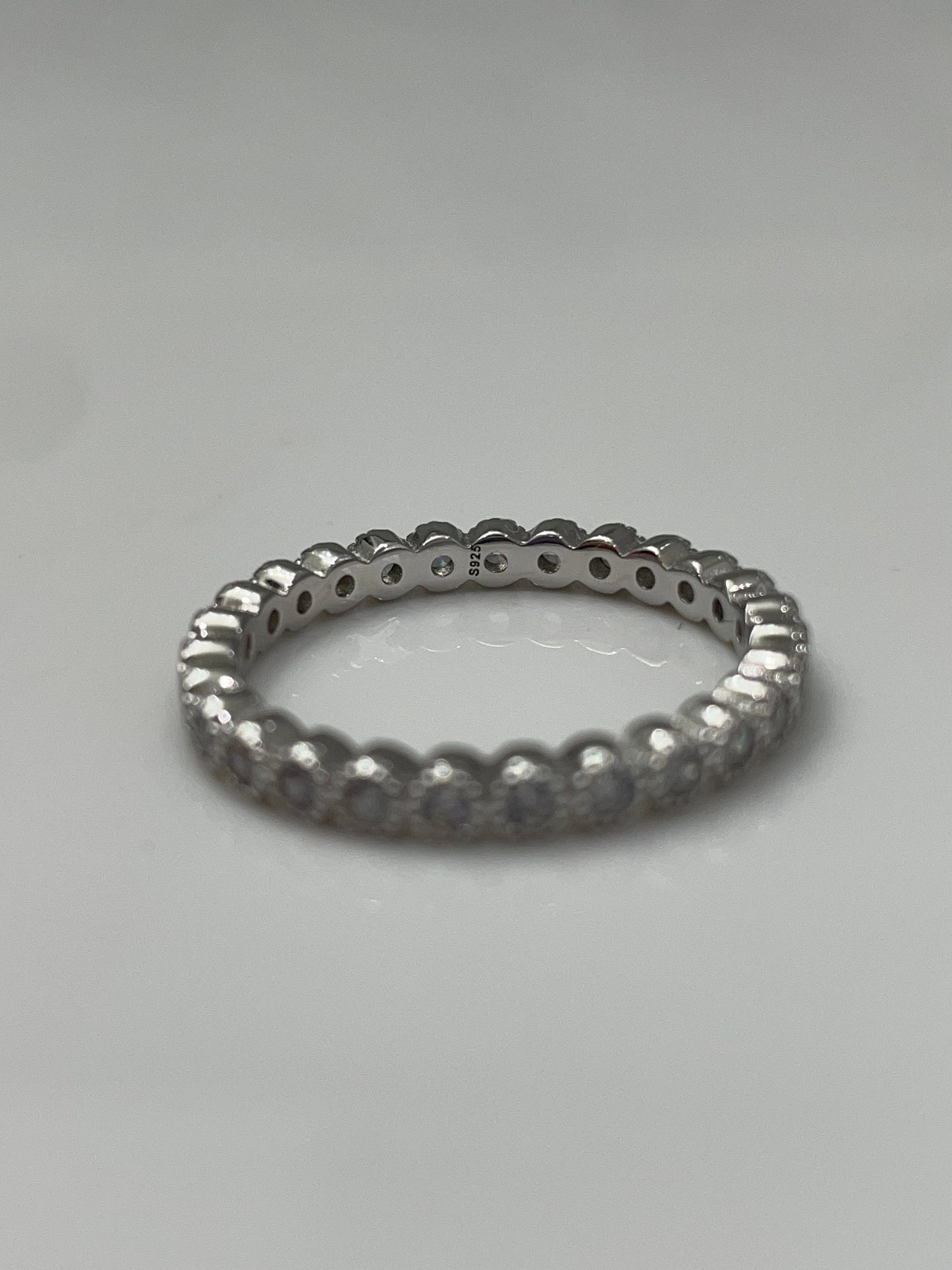 Sterling Silver 925 2mm Bezel Full Eternity Band with CZ Diamonds