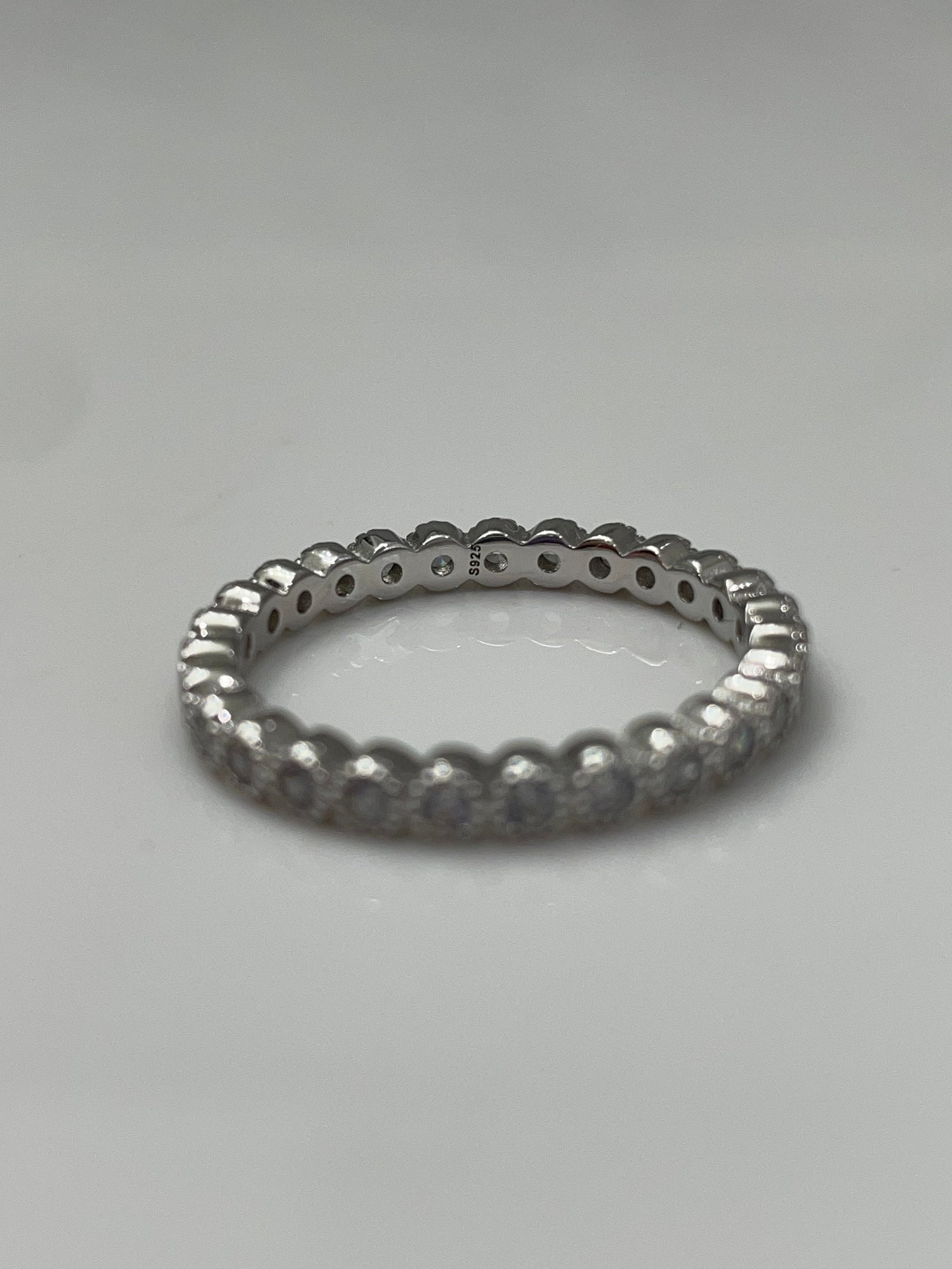Sterling Silver 925 2mm Bezel Full Eternity Band with CZ Diamonds