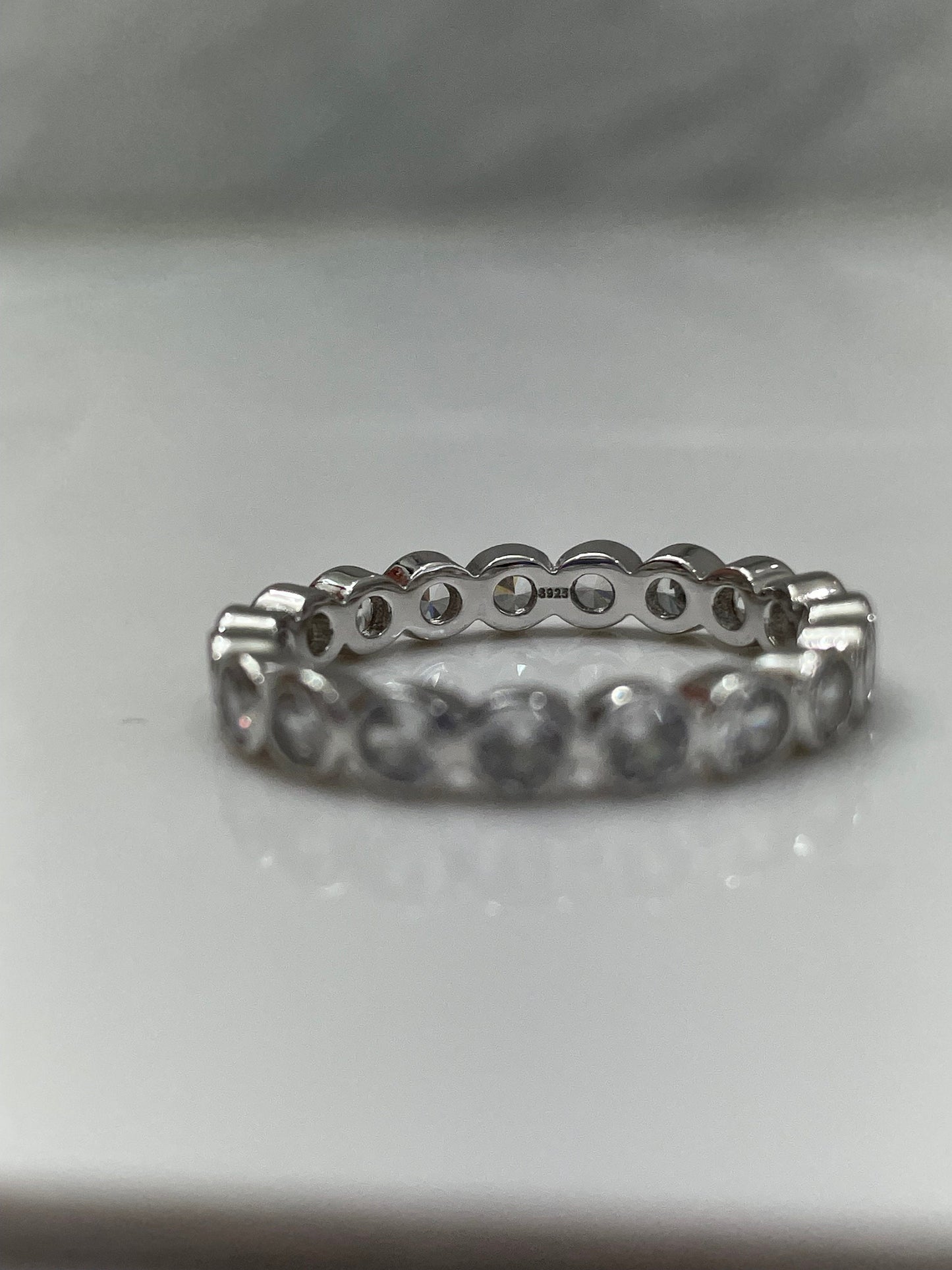 The Sloan. Sterling Silver 925 3.5mm Bezel Eternity Band With CZ Diamonds