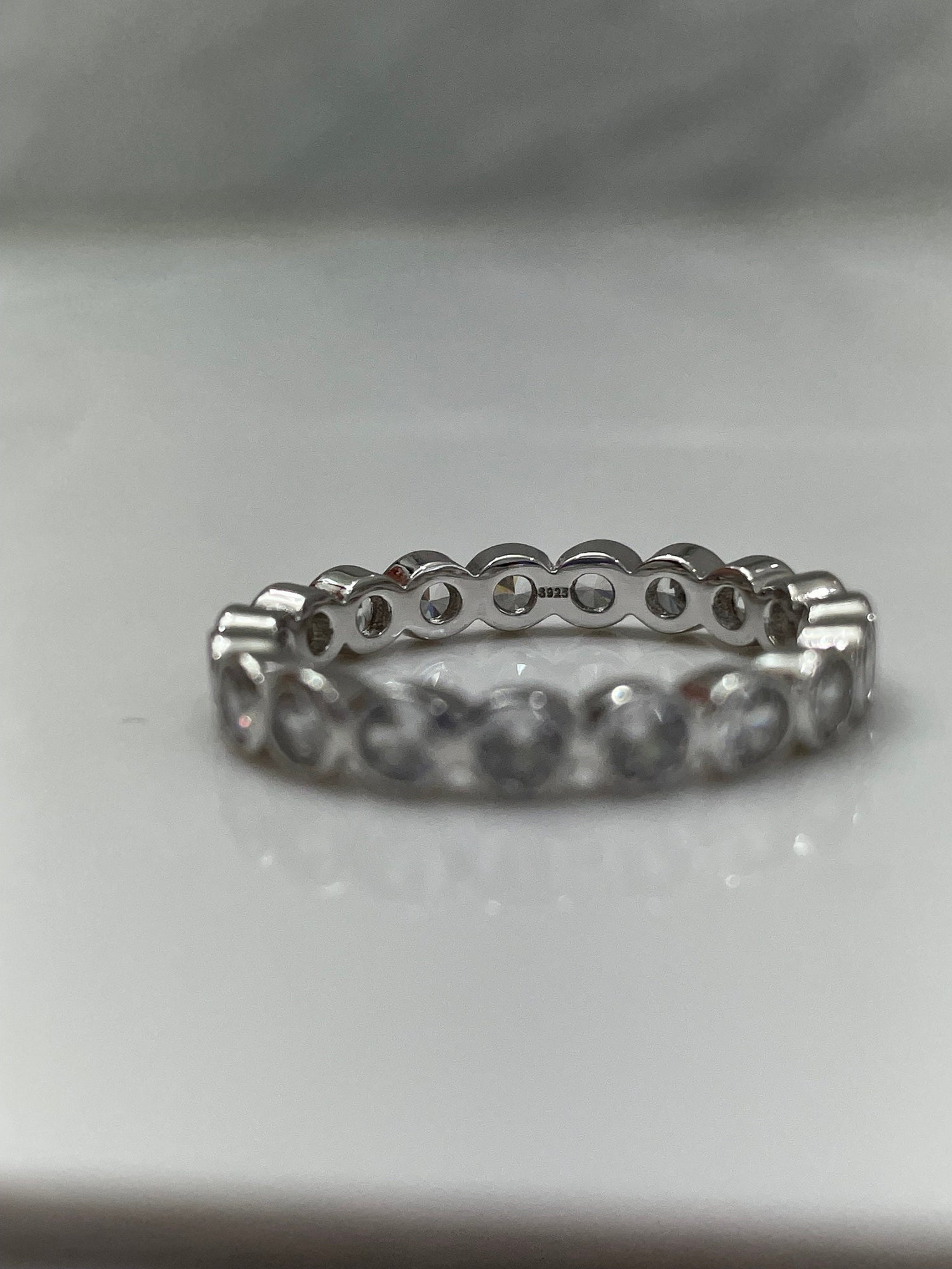 The Sloan. Sterling Silver 925 3.5mm Bezel Eternity Band With CZ Diamonds