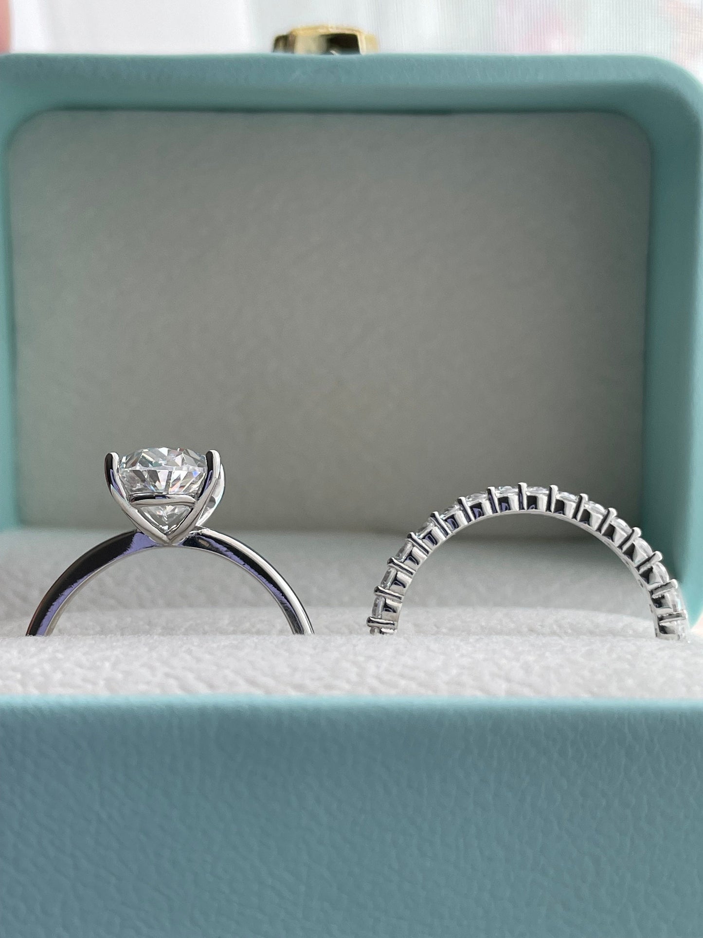 Yellow gold vermeil, rose gold vermeil, sterling silver 925 bridal set with 2.5CT or 3.5CT oval cut solitaire ring and half eternity band
