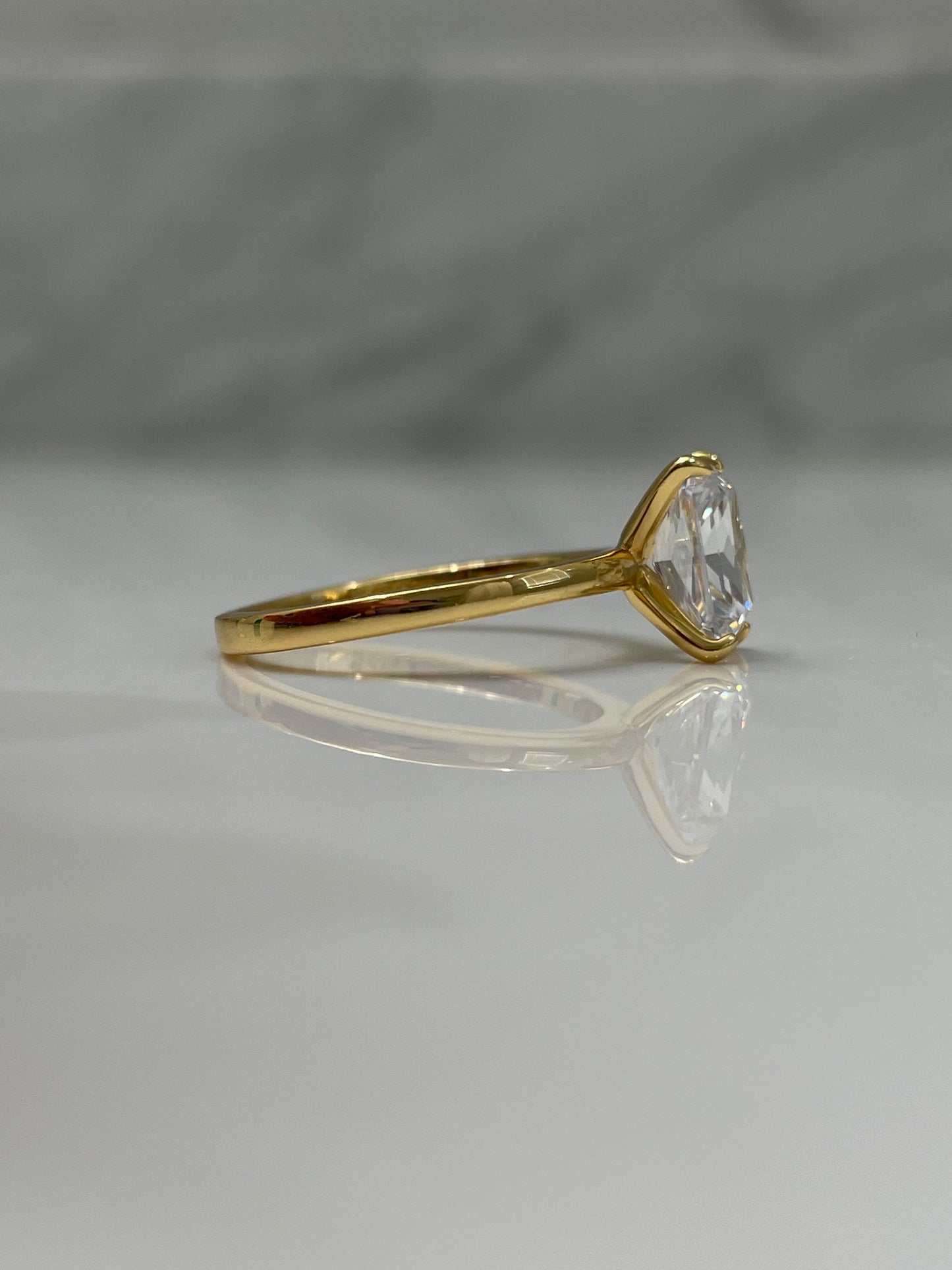 2CT Radiant Cut CZ Engagement Ring Yellow Gold Over Sterling Silver rectangle shape