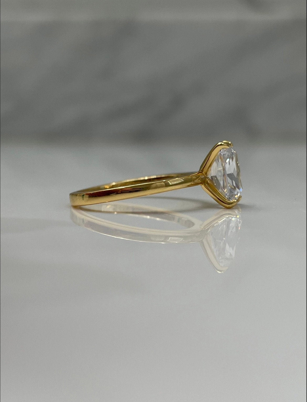 2CT radiant cut engagement ring Sterling silver 925 Yellow Gold vermeil, rose gold vermeil, solitaire engagement ring promise ring