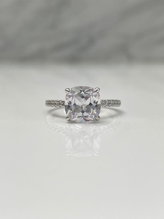 The Cushion Cut. Sterling Silver 925 4CT Cushion Cut Engagement Ring with Finest 5A Grade CZ Diamonds