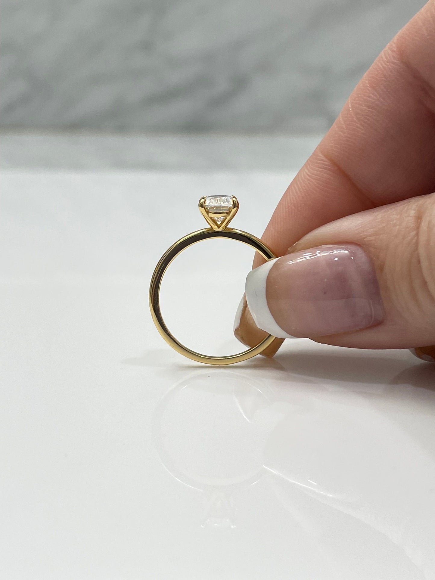 1.5CT oval engagement ring in Yellow Gold Vermeil, gold over sterling silver with 6A CZ simulated diamonds or moissanite, 10K, 14K, 18K gold