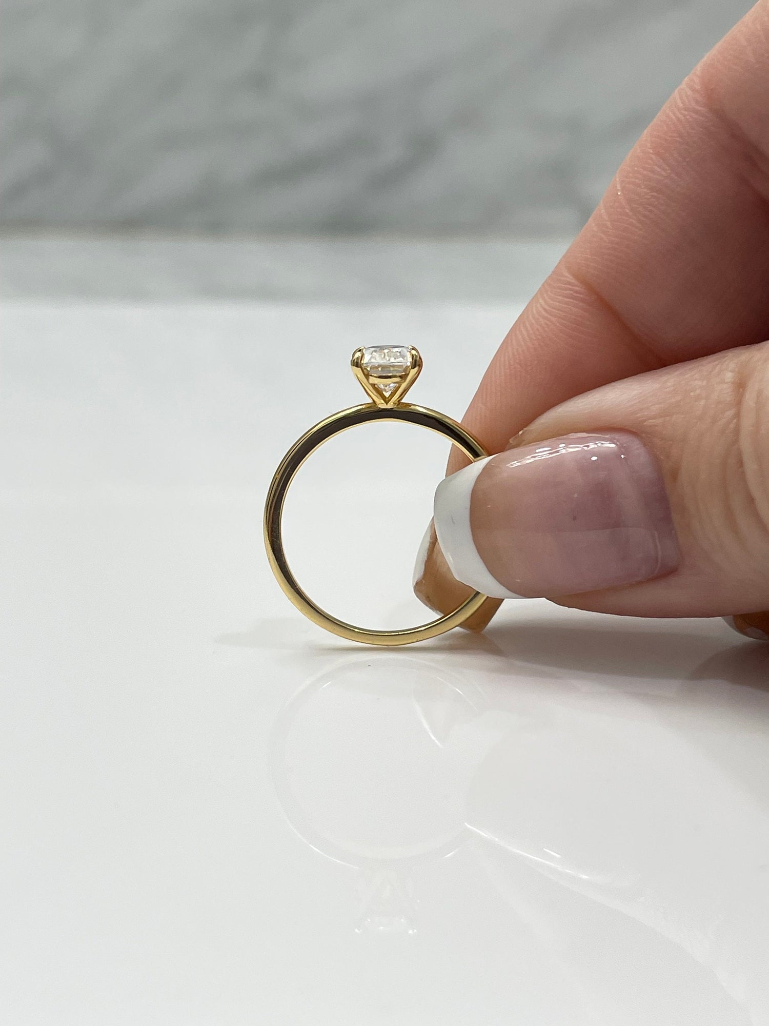 1.5CT oval engagement ring in Yellow Gold Vermeil, gold over sterling silver with 6A CZ simulated diamonds or moissanite, 10K, 14K, 18K gold