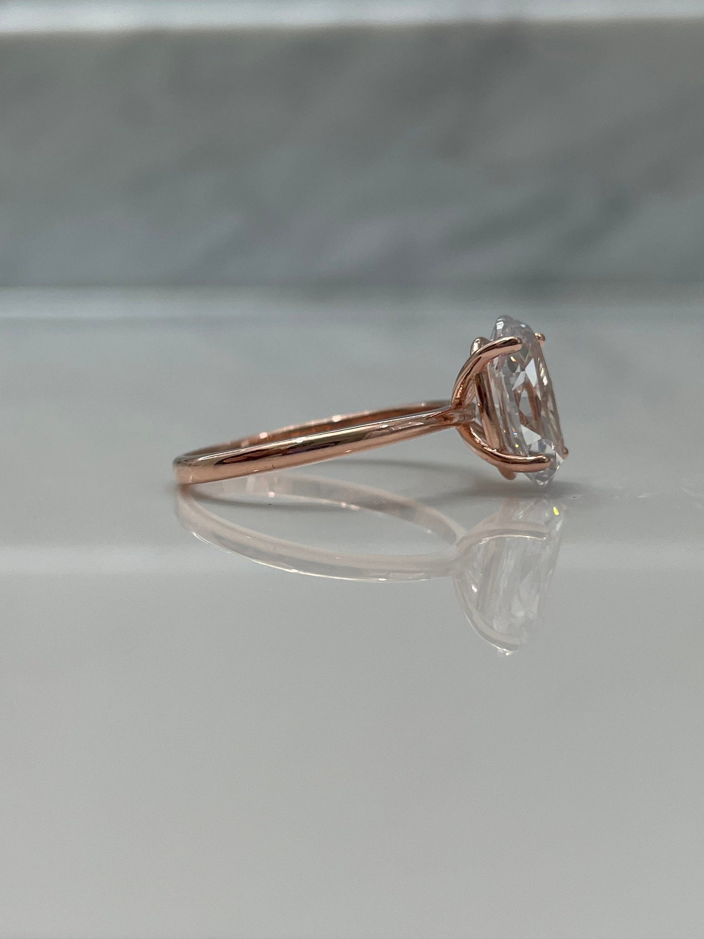 The Brooklyn. Rose Gold Vermeil, Yellow gold vermeil, Sterling Silver 925 3.5CT or 2.5CT Oval Cut Solitaire Engagement Ring