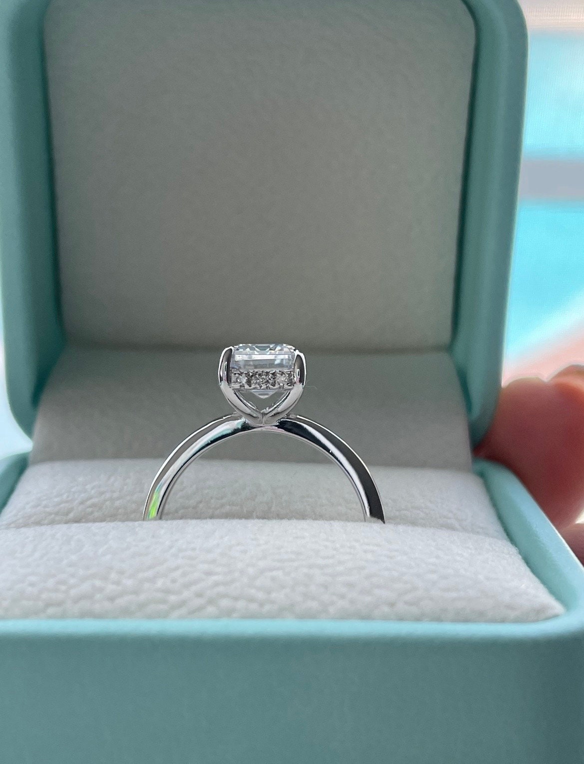 Sterling silver 925, 10K, 14K, 18K Gold 3CT Emerald Cut Engagement Ring with Moissanite, moissanite engagement ring