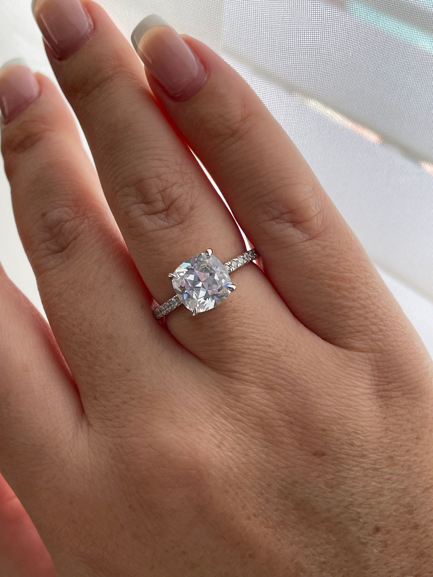 The Cushion Cut. Sterling Silver 925 4CT Cushion Cut Engagement Ring with Finest 5A Grade CZ Diamonds