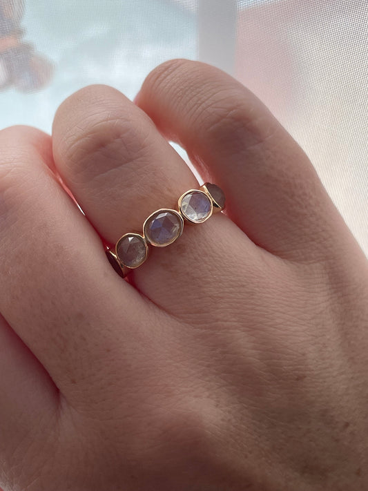 Labradorite ring. Yellow Gold over sterling silver 925 ring with natural labradorite, natural gemstone ring