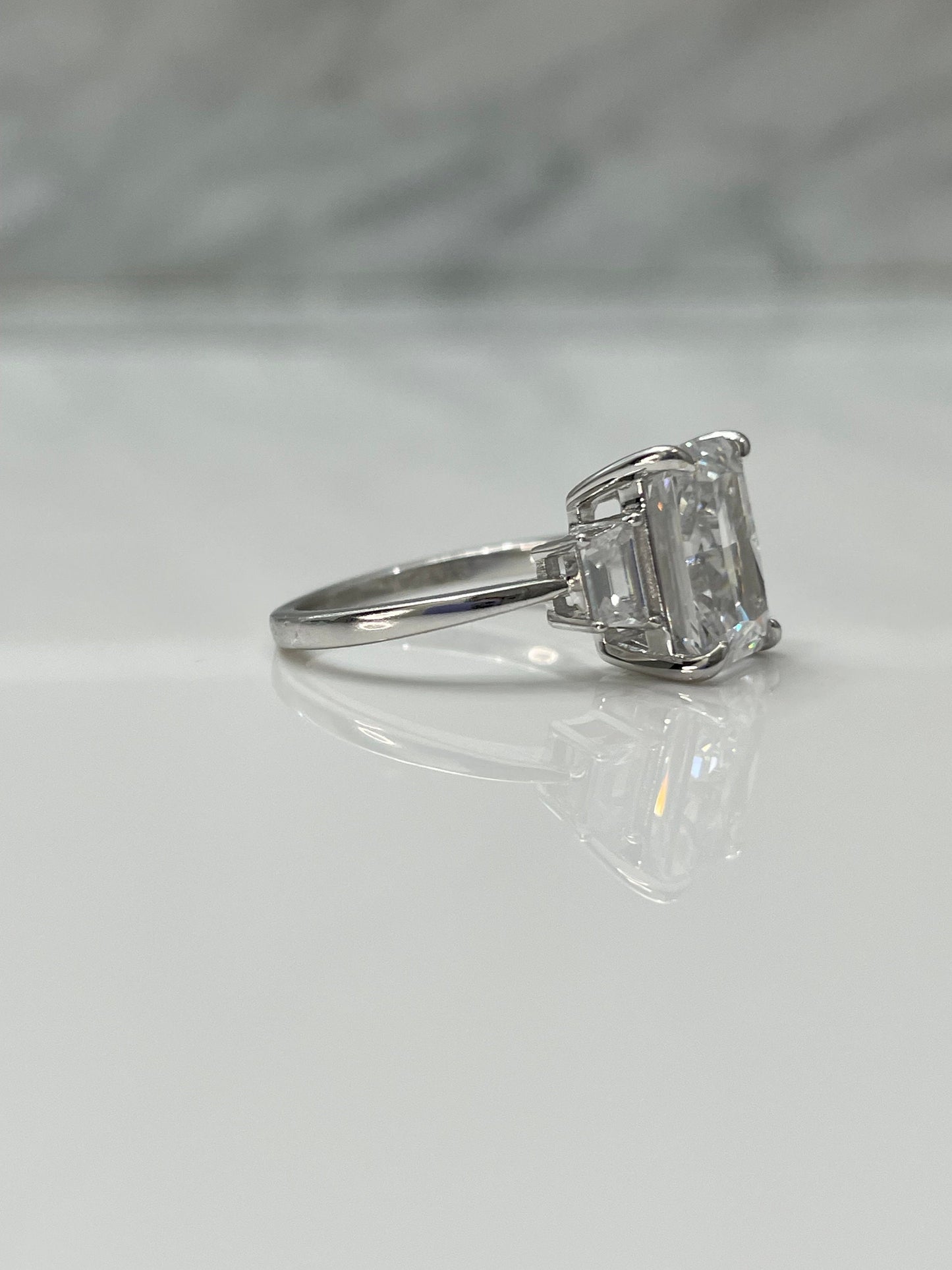 Radiant Cut CZ Engagement Ring 3.5CT crushed ice cut, Sterling Silver 925