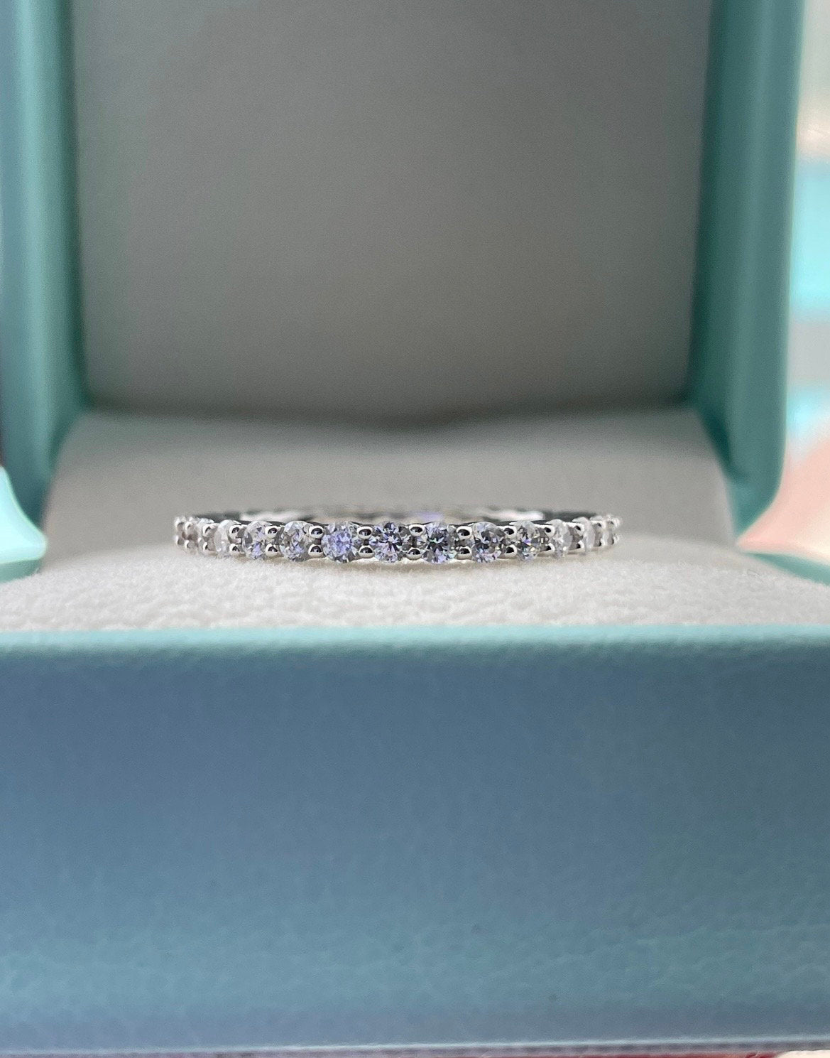 Radiant Cut CZ Engagement Ring Set: Sterling Silver Hidden Halo Bridal Jewelry