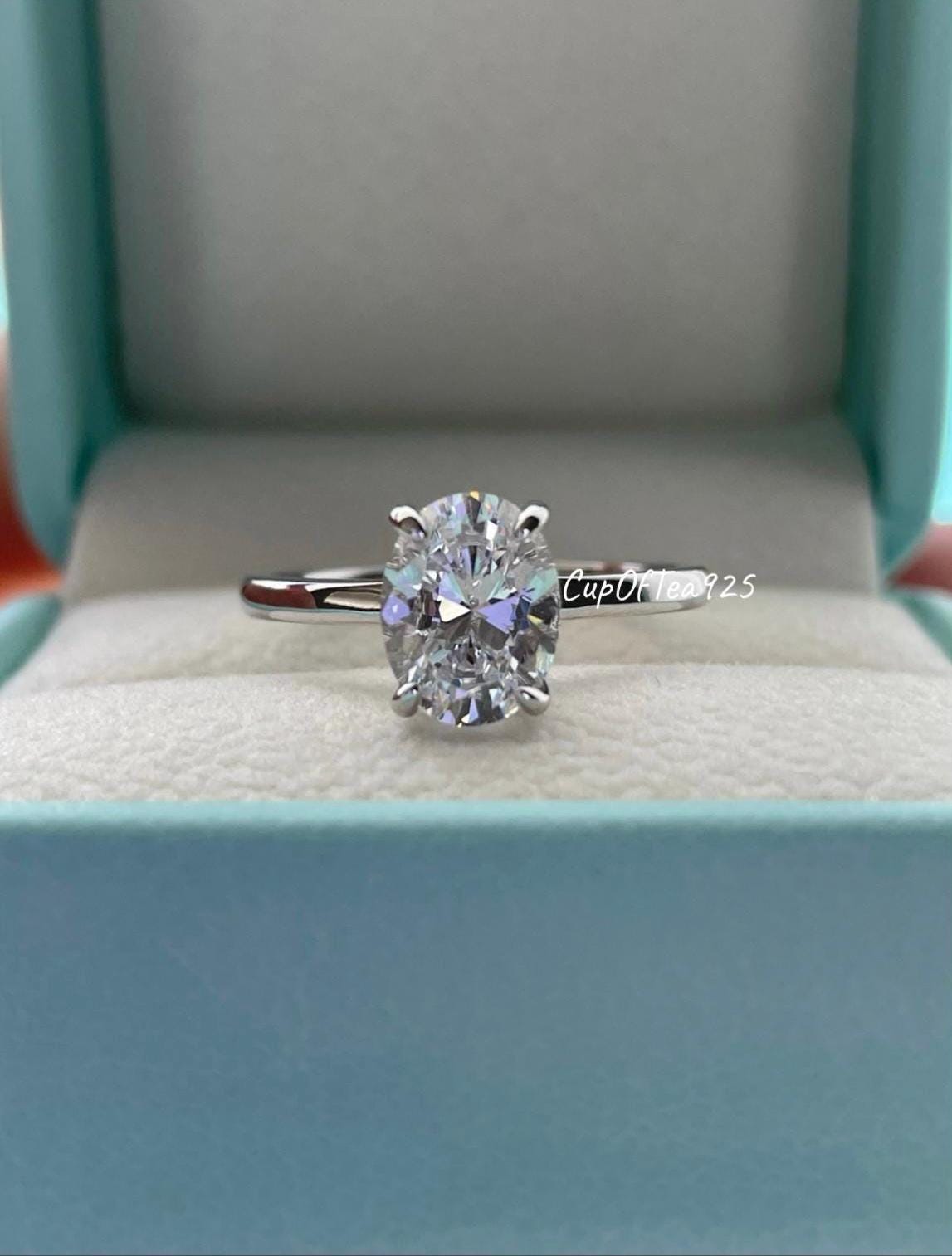 Moissanite engagement ring set with 2CT oval cut and hidden halo with bow tie moissanite wedding band in sterling silver 925