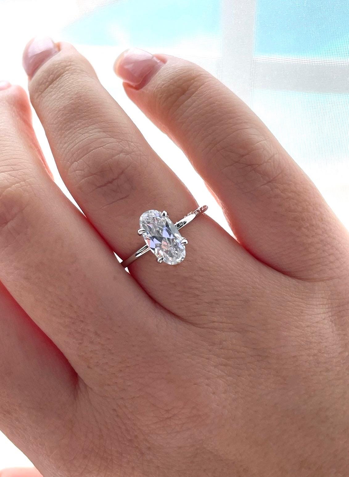 Yellow gold vermeil engagement ring with 2.2CT elongated oval cut, silver 925 ring, rose gold oval engagement ring promise ring gift for her