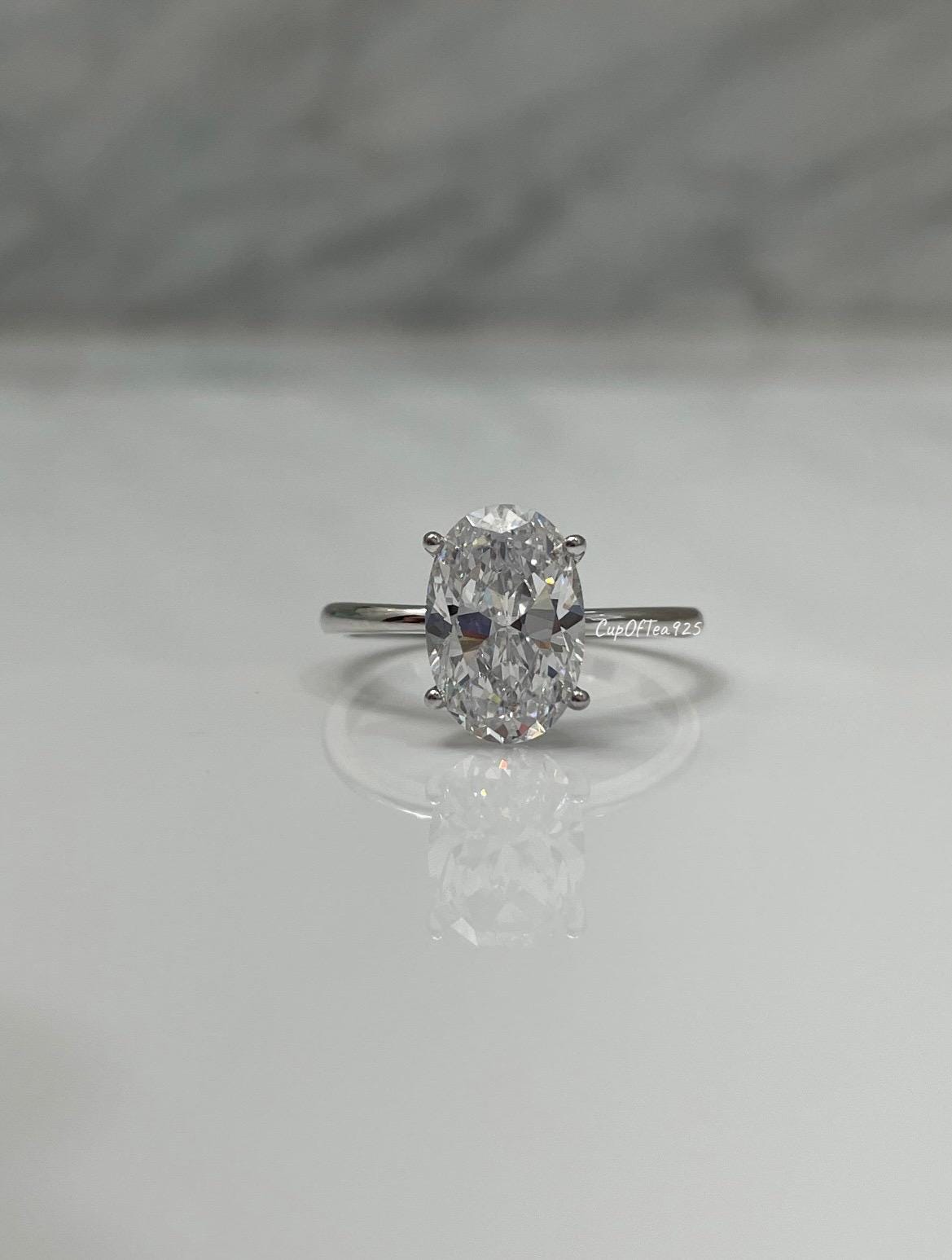 Yellow gold vermeil, rose gold vermeil, sterling silver 925 bridal set with 2.5CT or 3.5CT oval cut solitaire ring and half eternity band