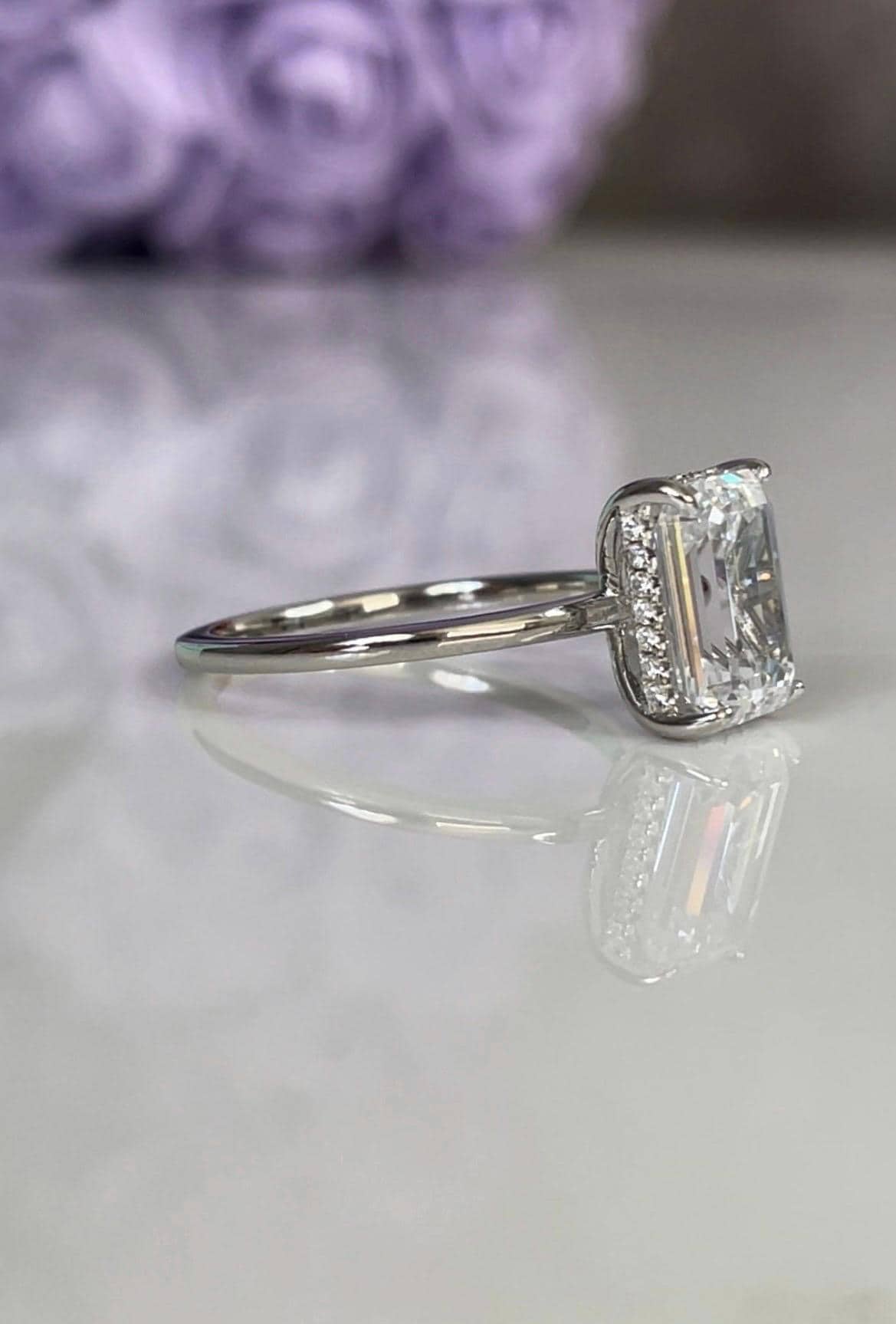 Sterling silver 925, 10K, 14K, 18K Gold 3CT Emerald Cut Engagement Ring with Moissanite, moissanite engagement ring