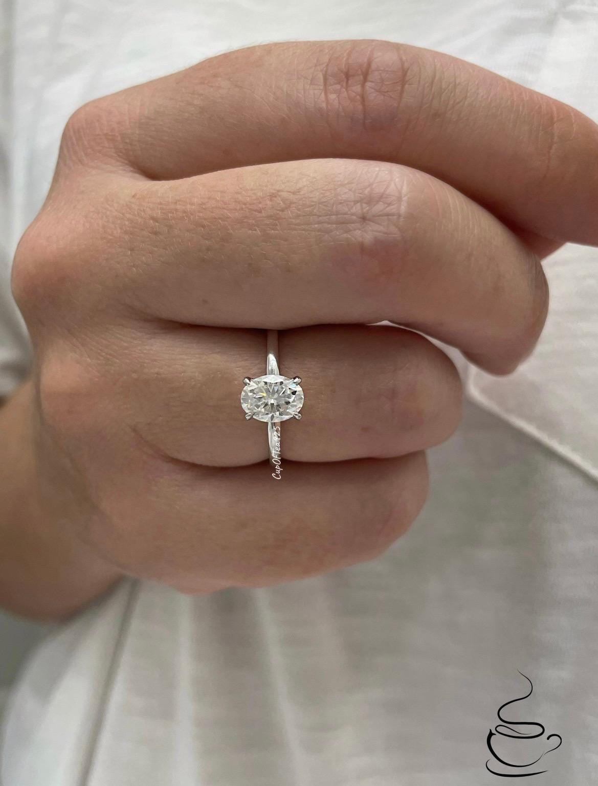 Moissanite engagement ring. 1.5CT Oval Cut D Color VVS1 Moissanite In Sterling Silver 925 solitaire engagement ring, promise ring