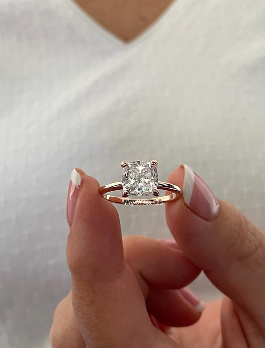 New In! Rose Gold over Sterling Silver 925 3CT Cushion cut engagement ring with the finest 5A CZ diamond, promise ring