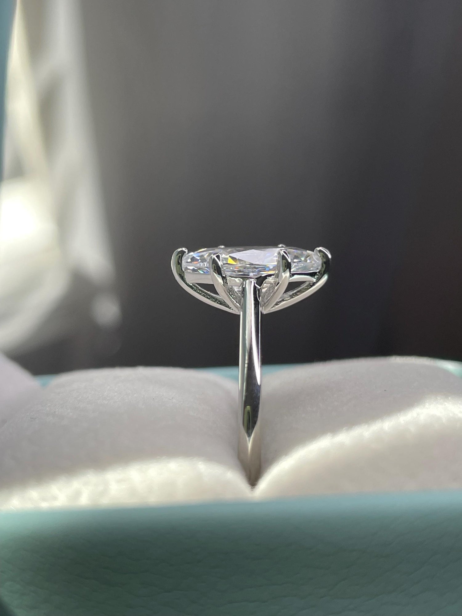 1.5CT, 2CT Marquise cut moissanite engagement ring. Sterling Silver 925, Yellow gold vermeil, rose gold engagement ring with marquise cut