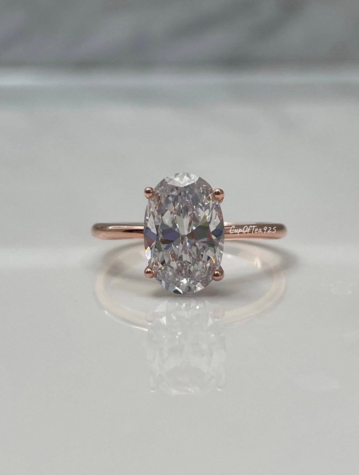 Rose Gold, Yellow gold over silver 925, Sterling Silver 925 bridal set with 3.5CT oval cut solitaire ring and eternity band