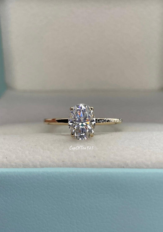 10K, 14K,Rose Gold, Yellow Gold, White Gold, silver 925 Engagement Ring with 1.5CT VVS D Moissanite