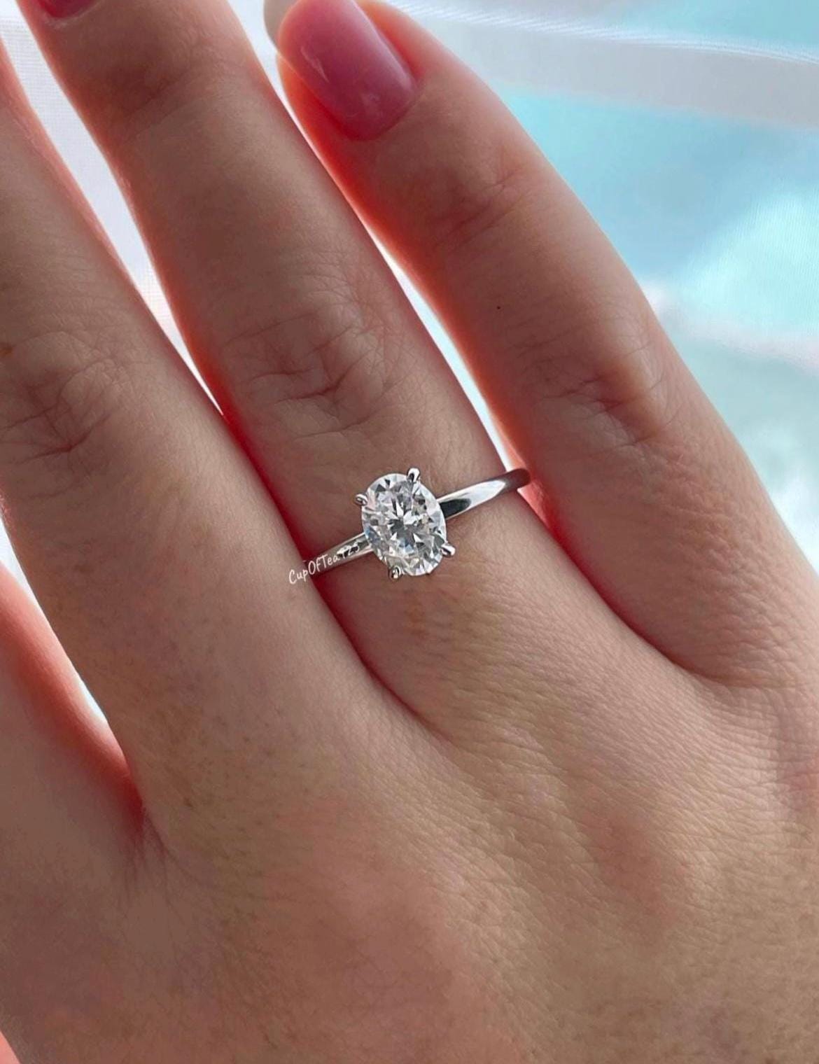 Moissanite engagement ring. 1.5CT Oval Cut D Color VVS1 Moissanite In Sterling Silver 925 solitaire engagement ring, promise ring