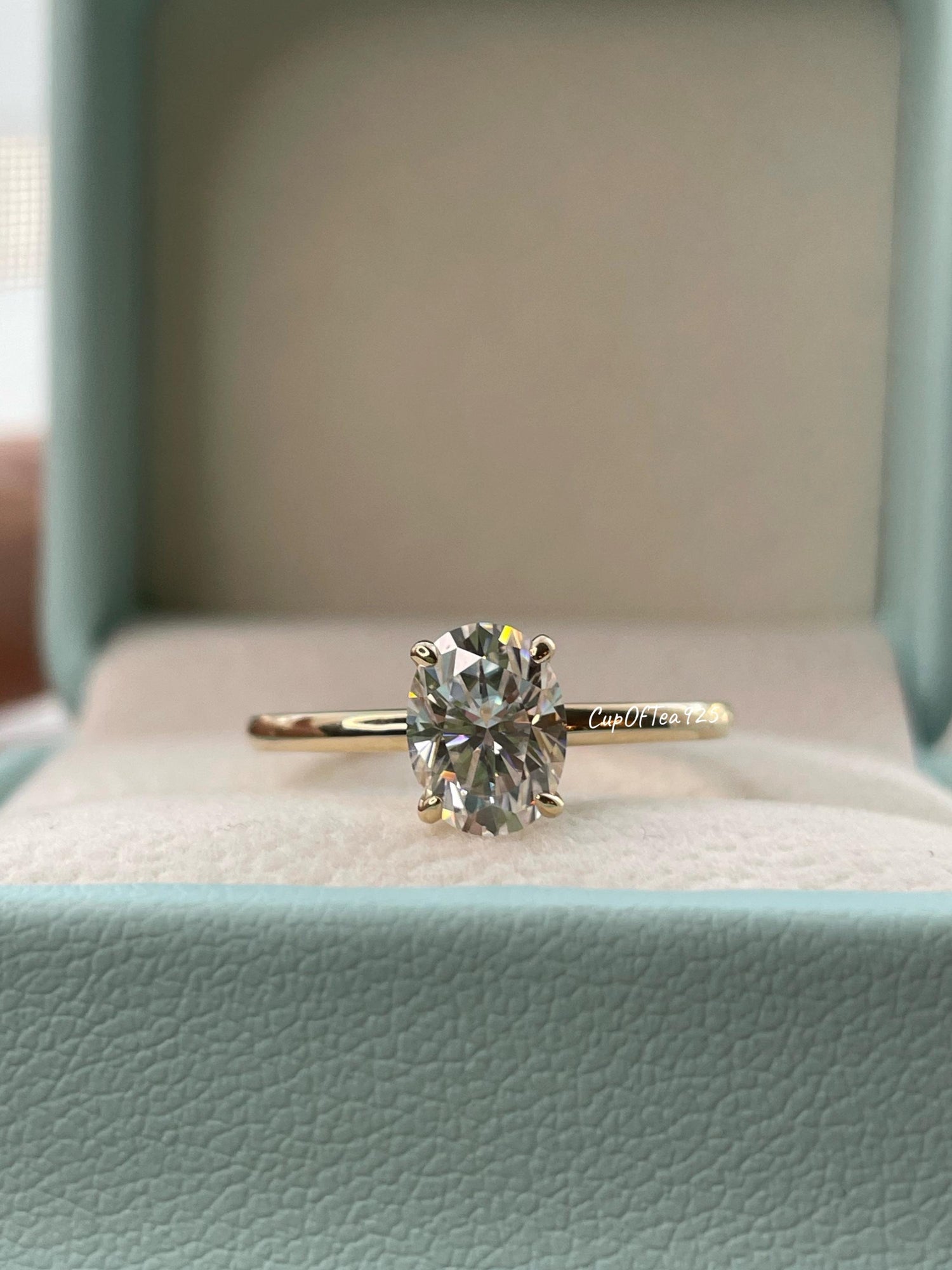 Moissanite engagement ring set. 10K, 14K gold bridal set with 1.5CT oval cut moissanite and half eternity art deco moissanite band