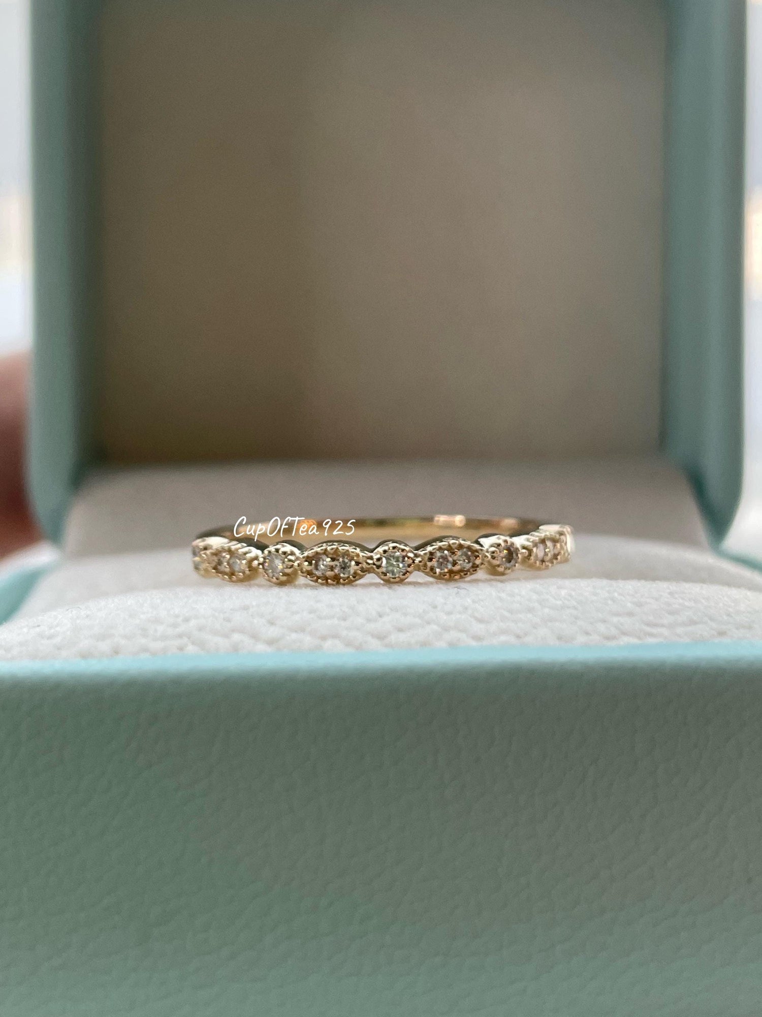 Moissanite engagement ring set. 10K, 14K gold bridal set with 1.5CT oval cut moissanite and half eternity art deco moissanite band